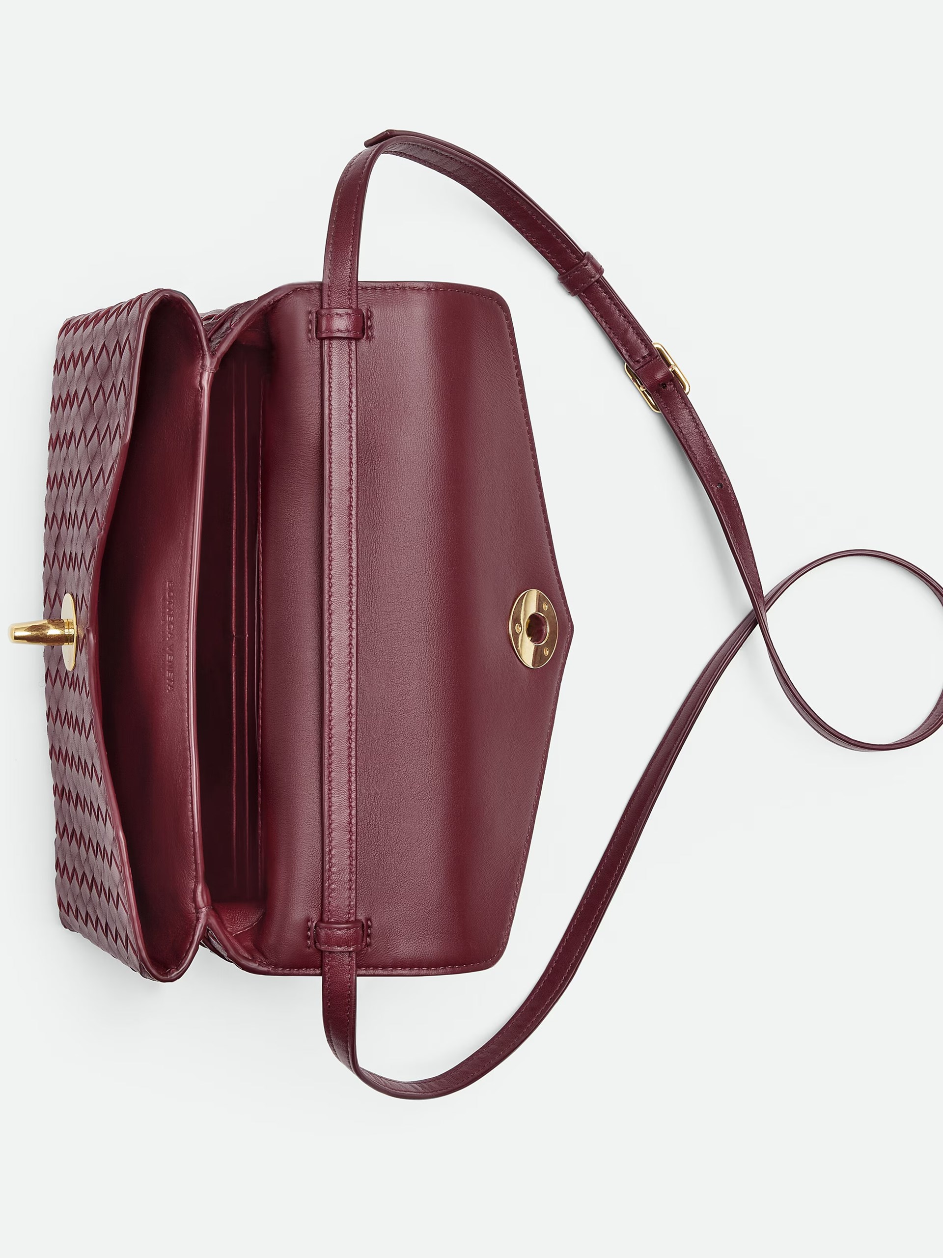Bottega Veneta Knot Lock Top Handle Bag in Burgundy