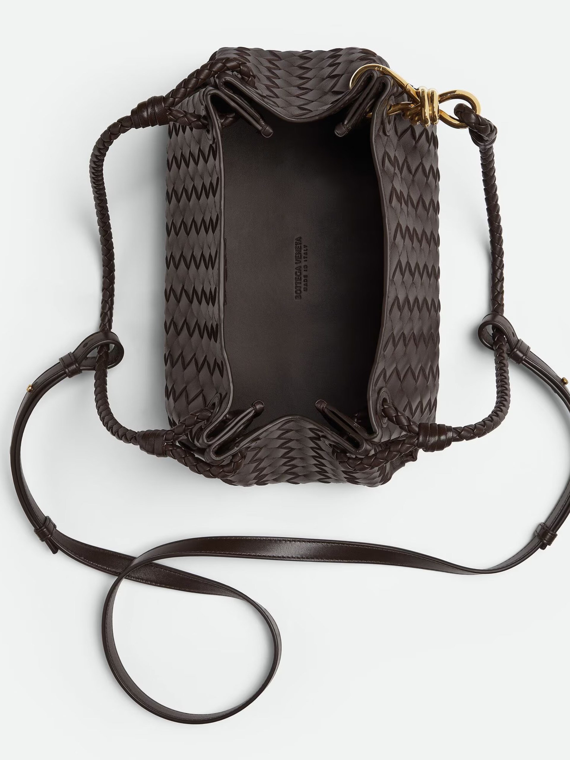 Темно-коричнева сумка Bottega Veneta Parachute зі шкіри