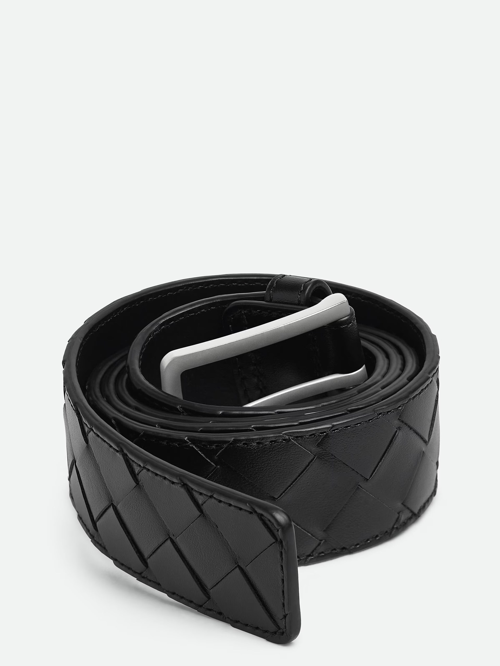 Чоловічий чорний ремінь Bottega Veneta зі шкіри