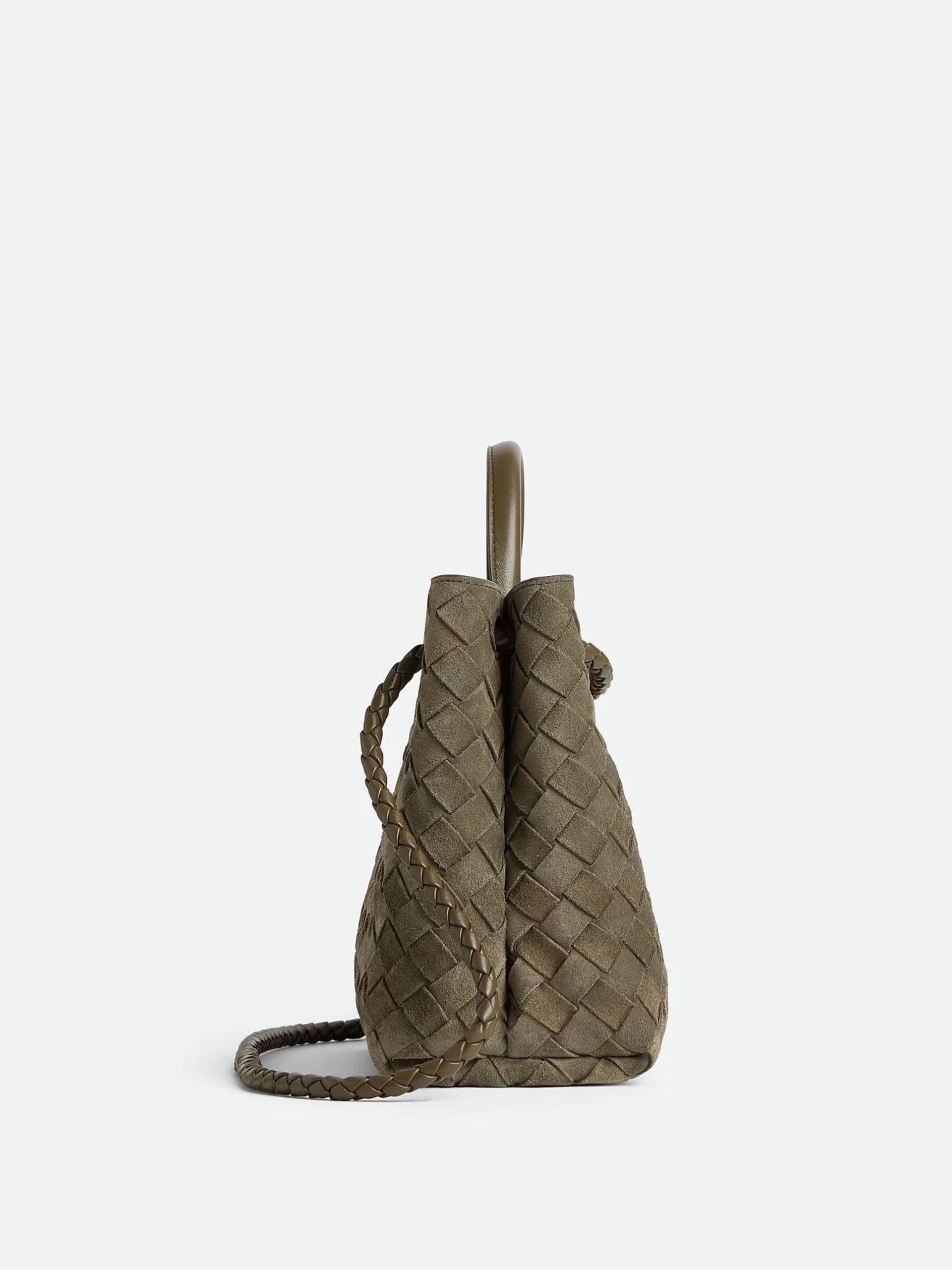 Темно-зелена замшева сумка Bottega Veneta Andiamo Small з м’якої шкіри Intrecciato