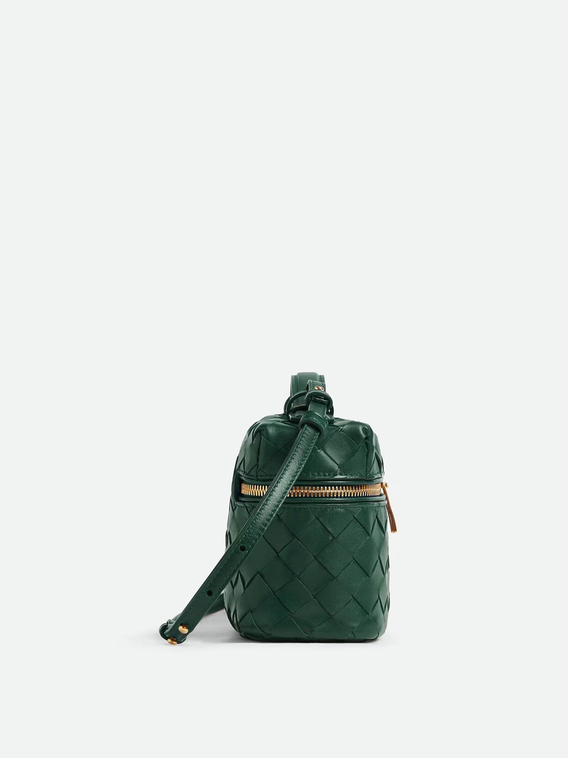 Зелена сумка Bottega Veneta Bang Bang Vanity Case з м’якої шкіри Intrecciato