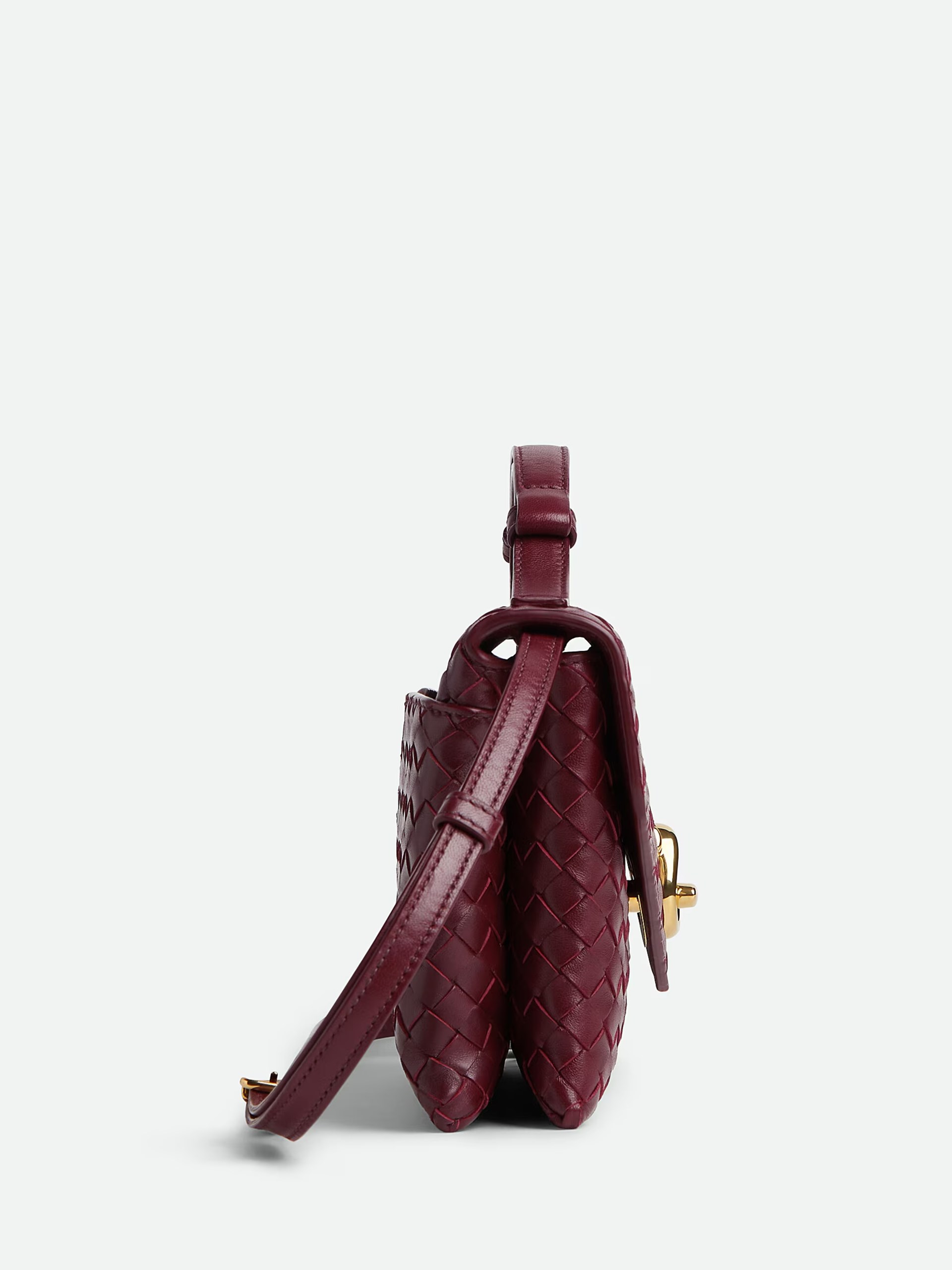 Bottega Veneta Knot Lock Top Handle Bag in Burgundy