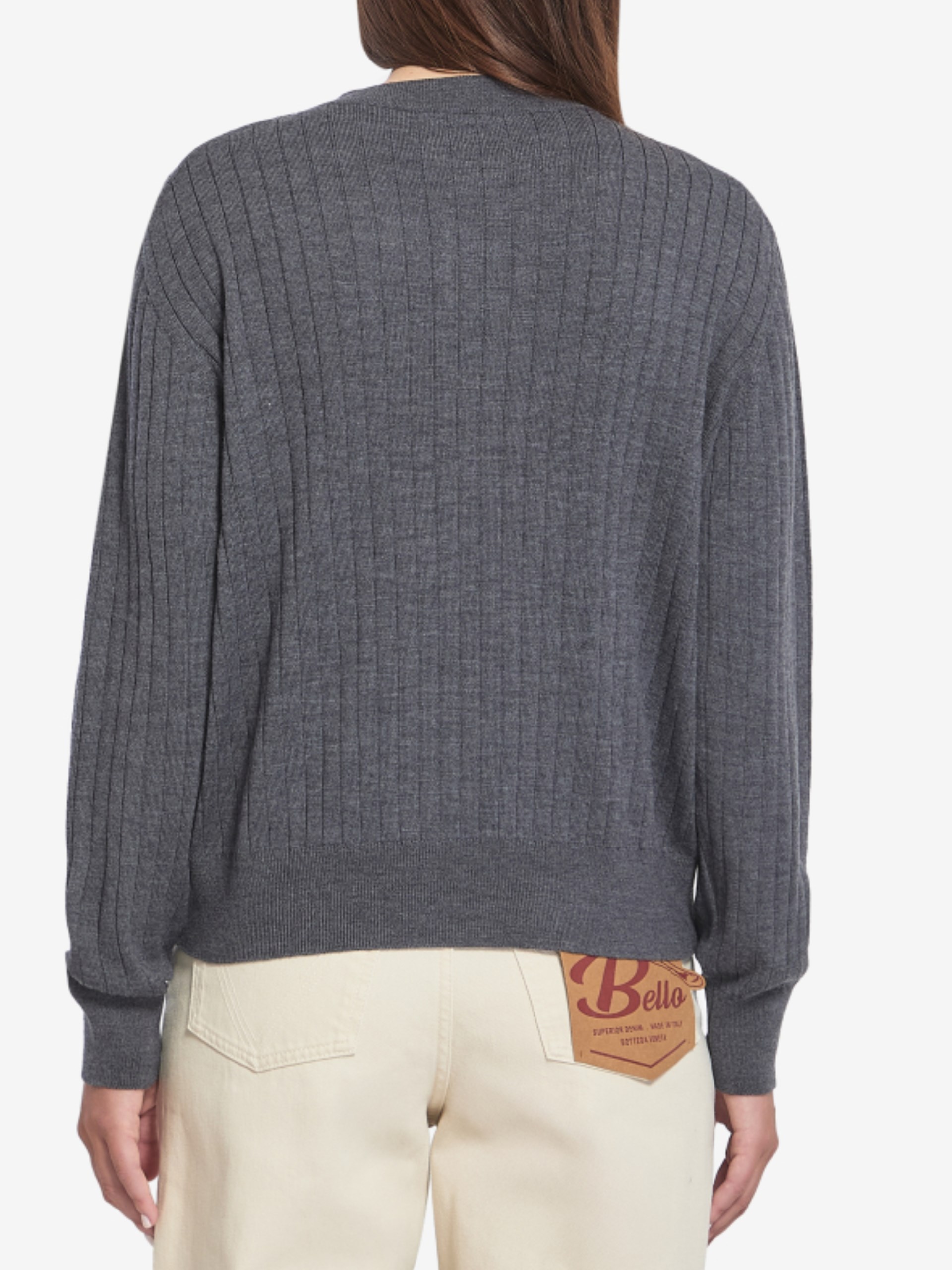 Bottega Veneta dark gray cardigan with gold Knot buttons