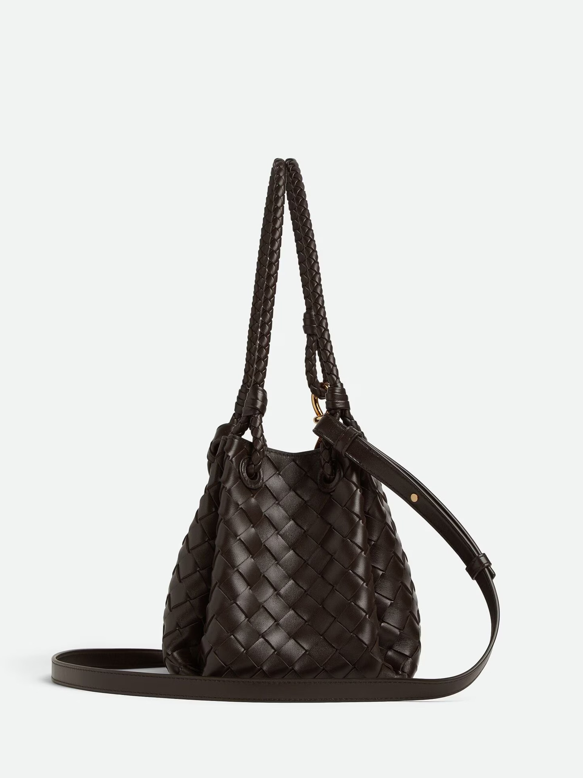 Темно-коричнева сумка Bottega Veneta Parachute зі шкіри