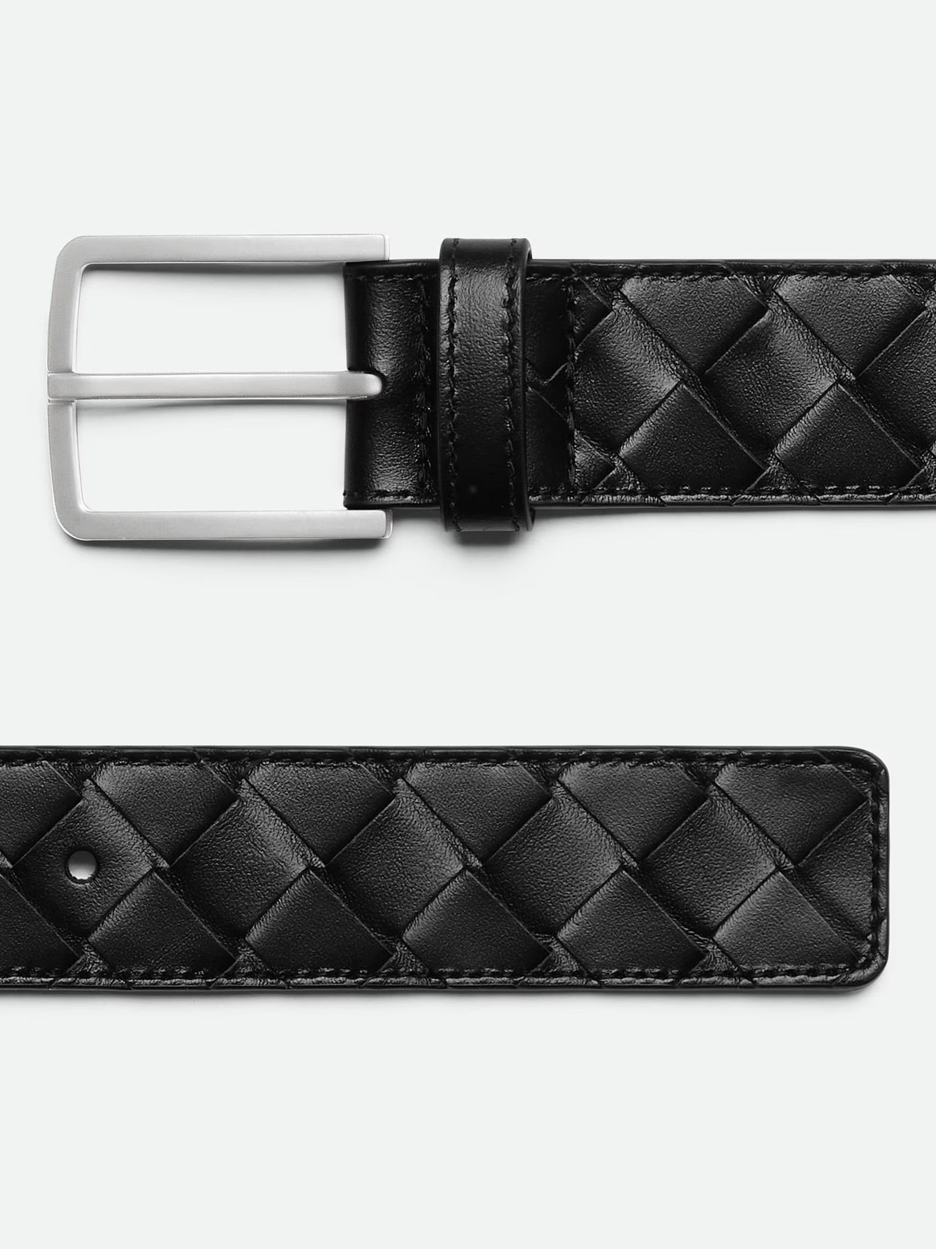 Чоловічий чорний ремінь Bottega Veneta зі шкіри