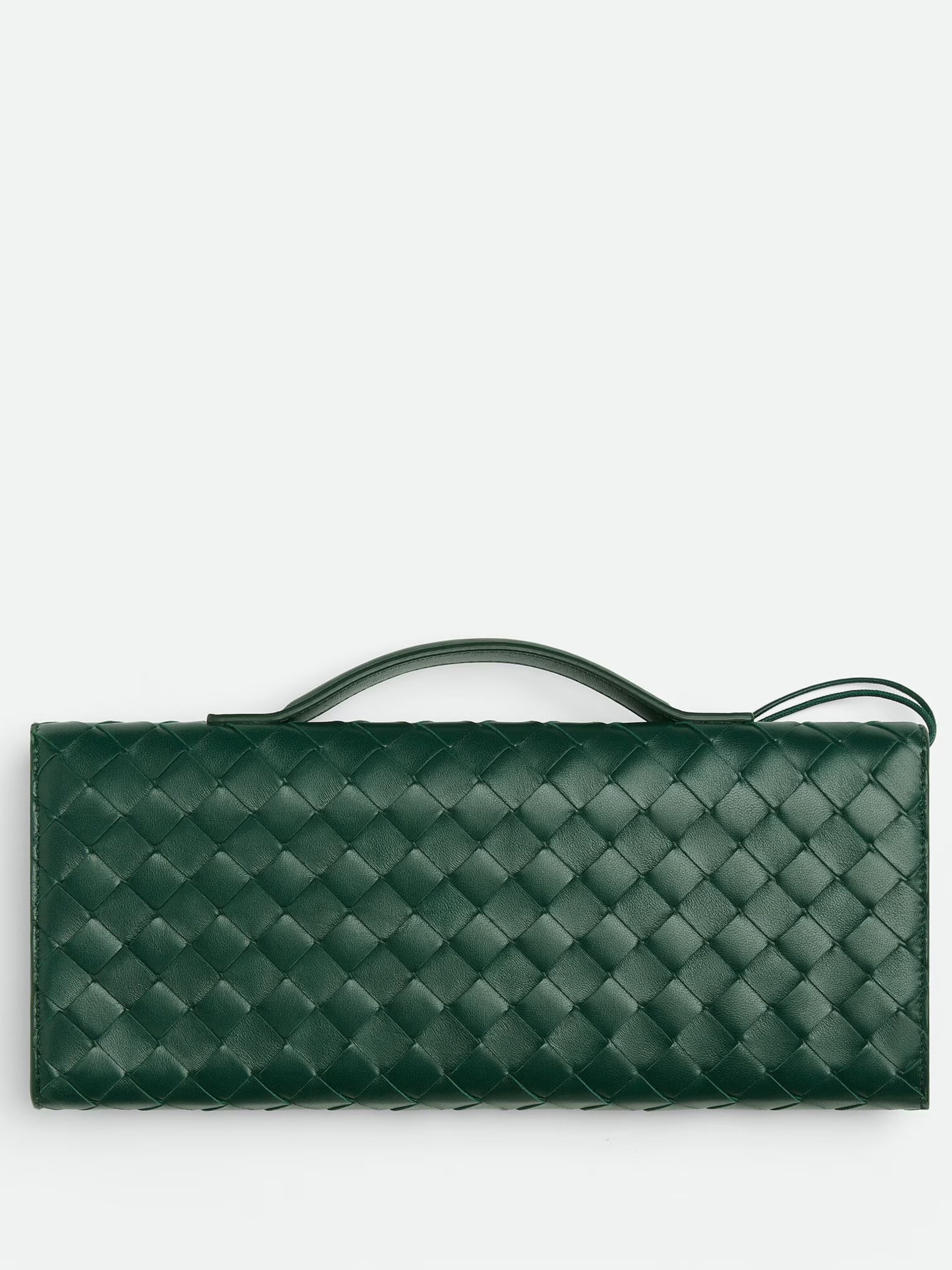 Зелена сумка-клатч Bottega Veneta з м'якої шкіри Intrecciato