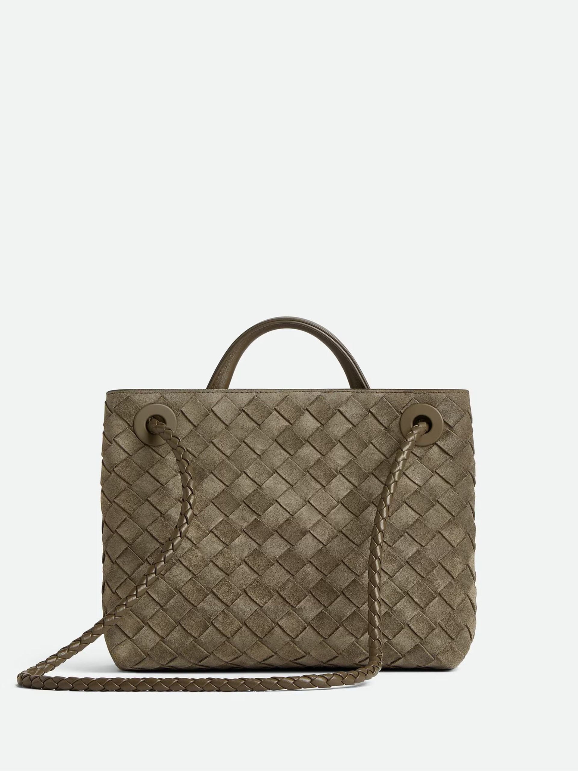 Темно-зелена замшева сумка Bottega Veneta Andiamo Small з м’якої шкіри Intrecciato
