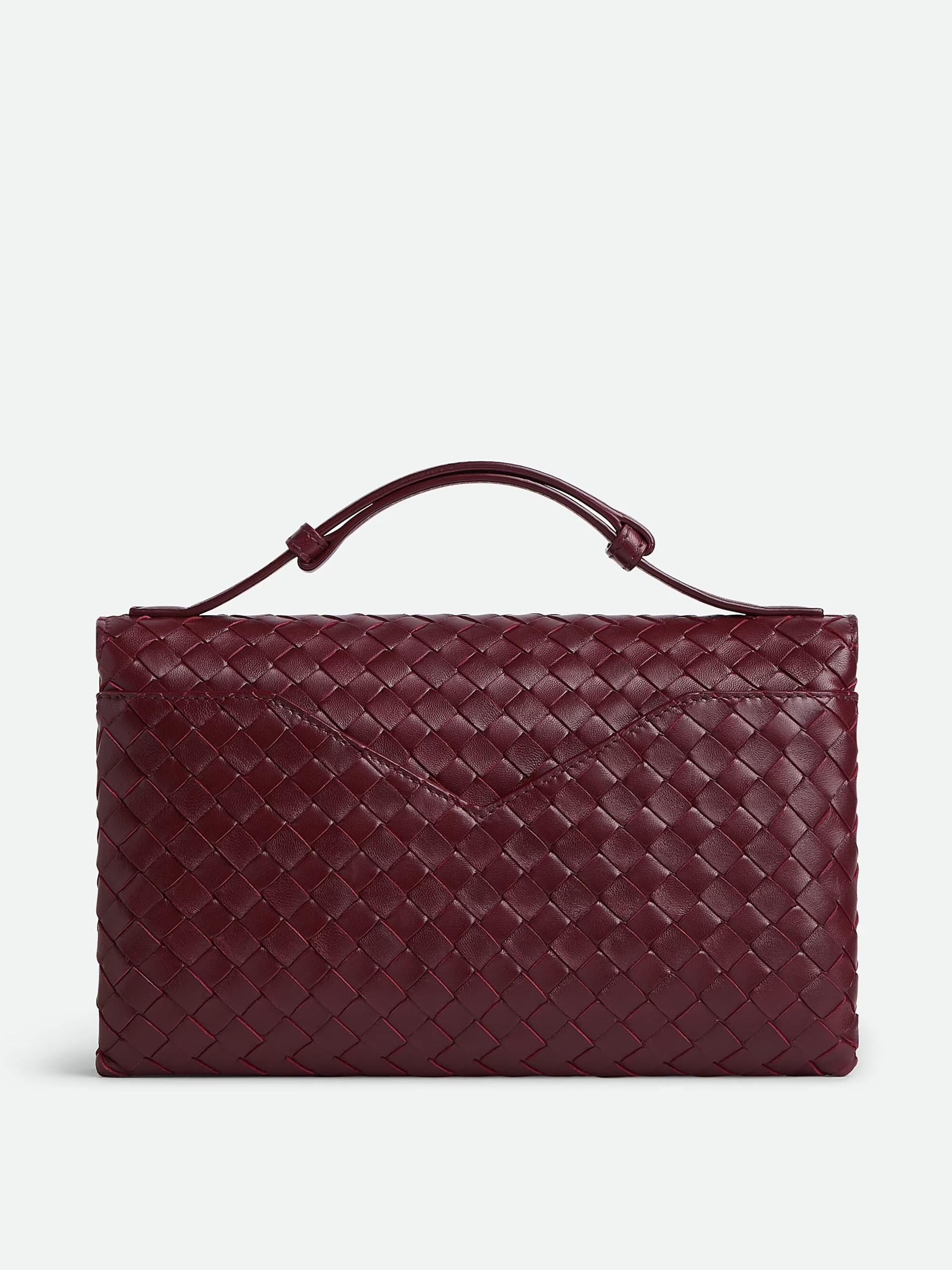 Bottega Veneta Knot Lock Top Handle Bag in Burgundy
