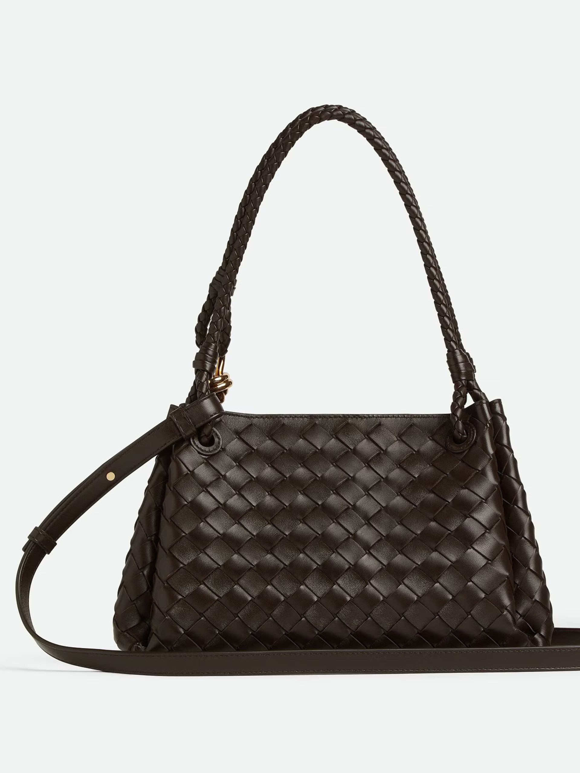 Темно-коричнева сумка Bottega Veneta Parachute зі шкіри