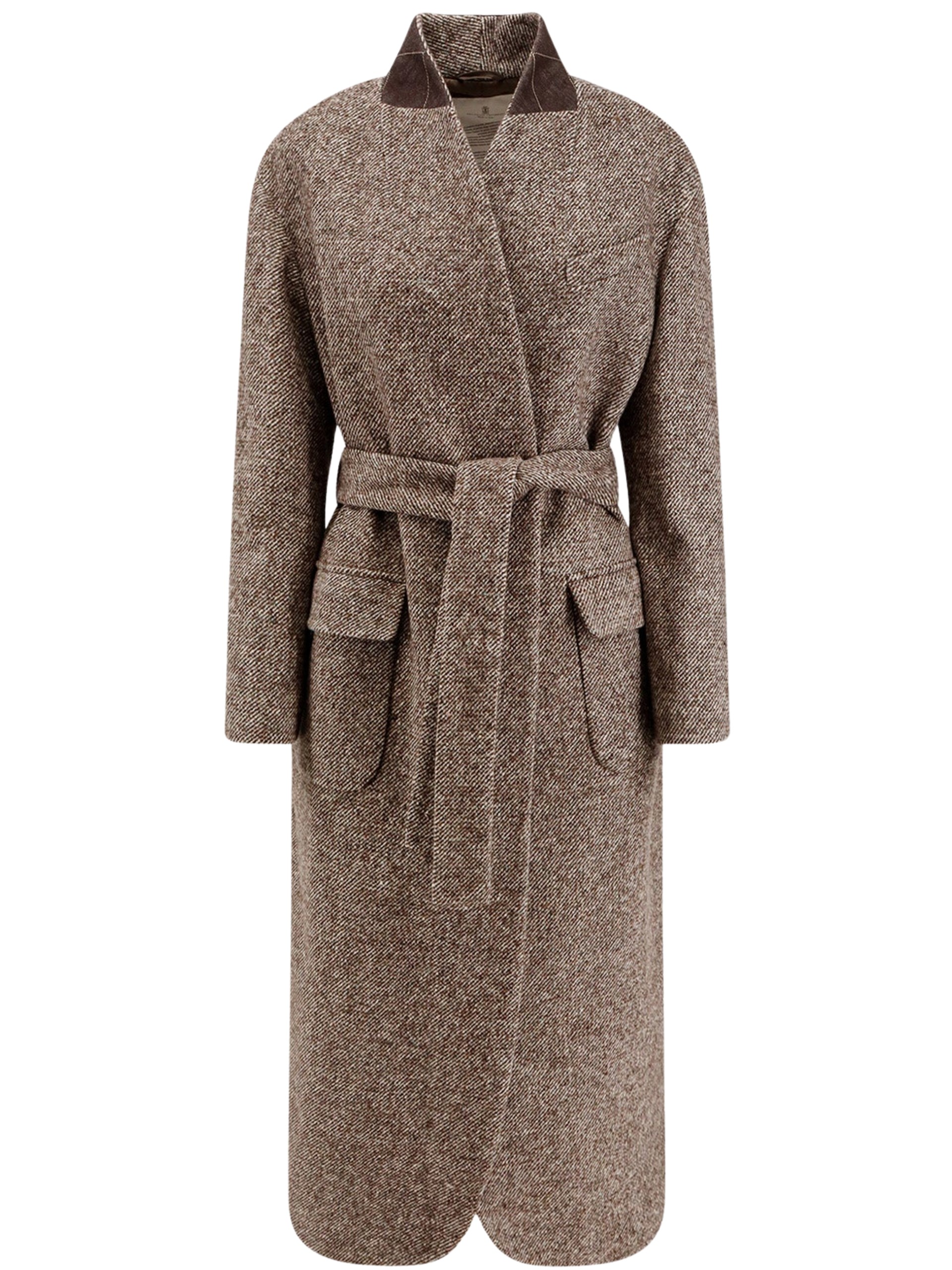 Brunello Cucinelli brown wool and silk coat