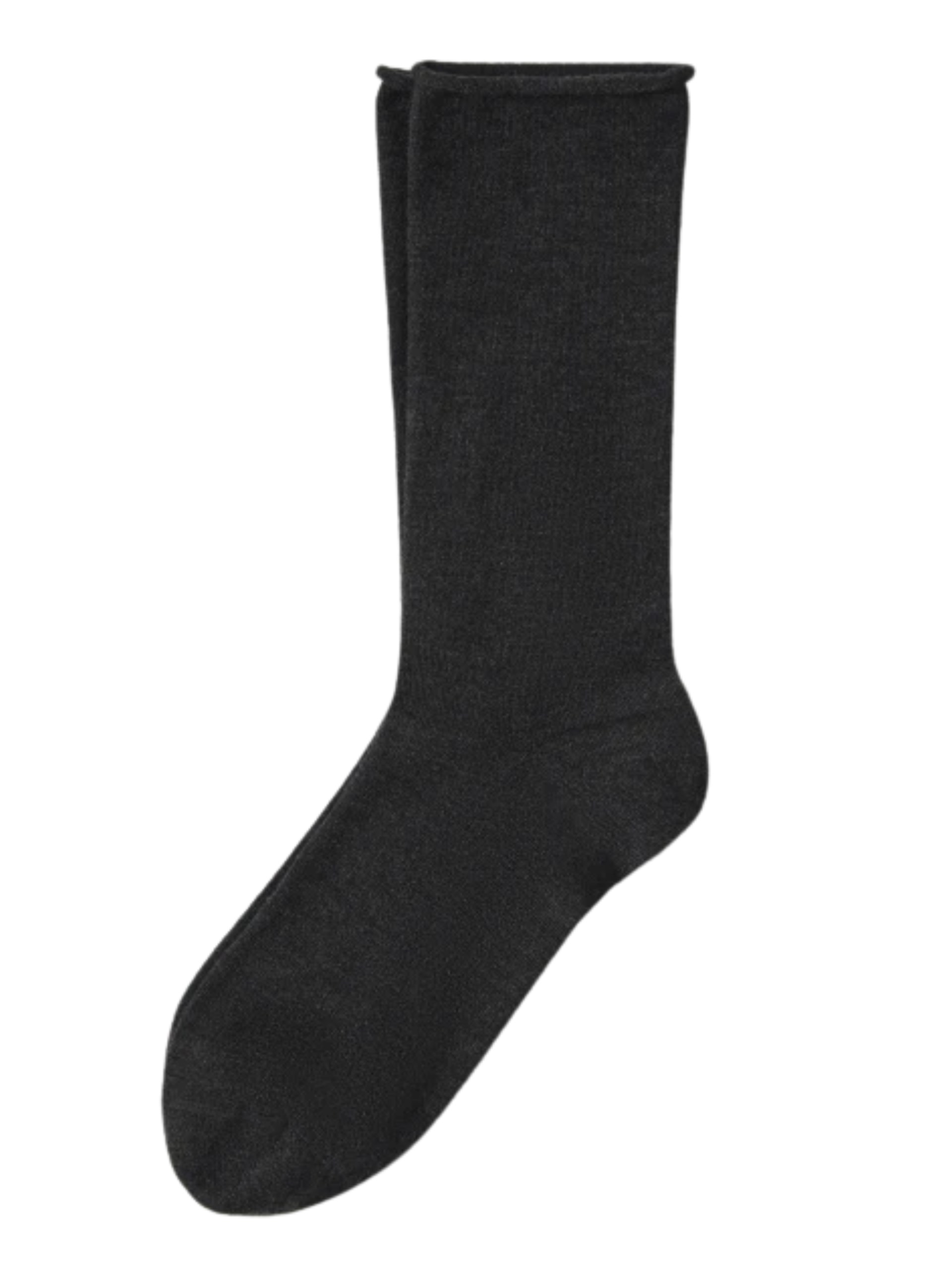 Brunello Cucinelli dark grey knit socks in stretch cashmere