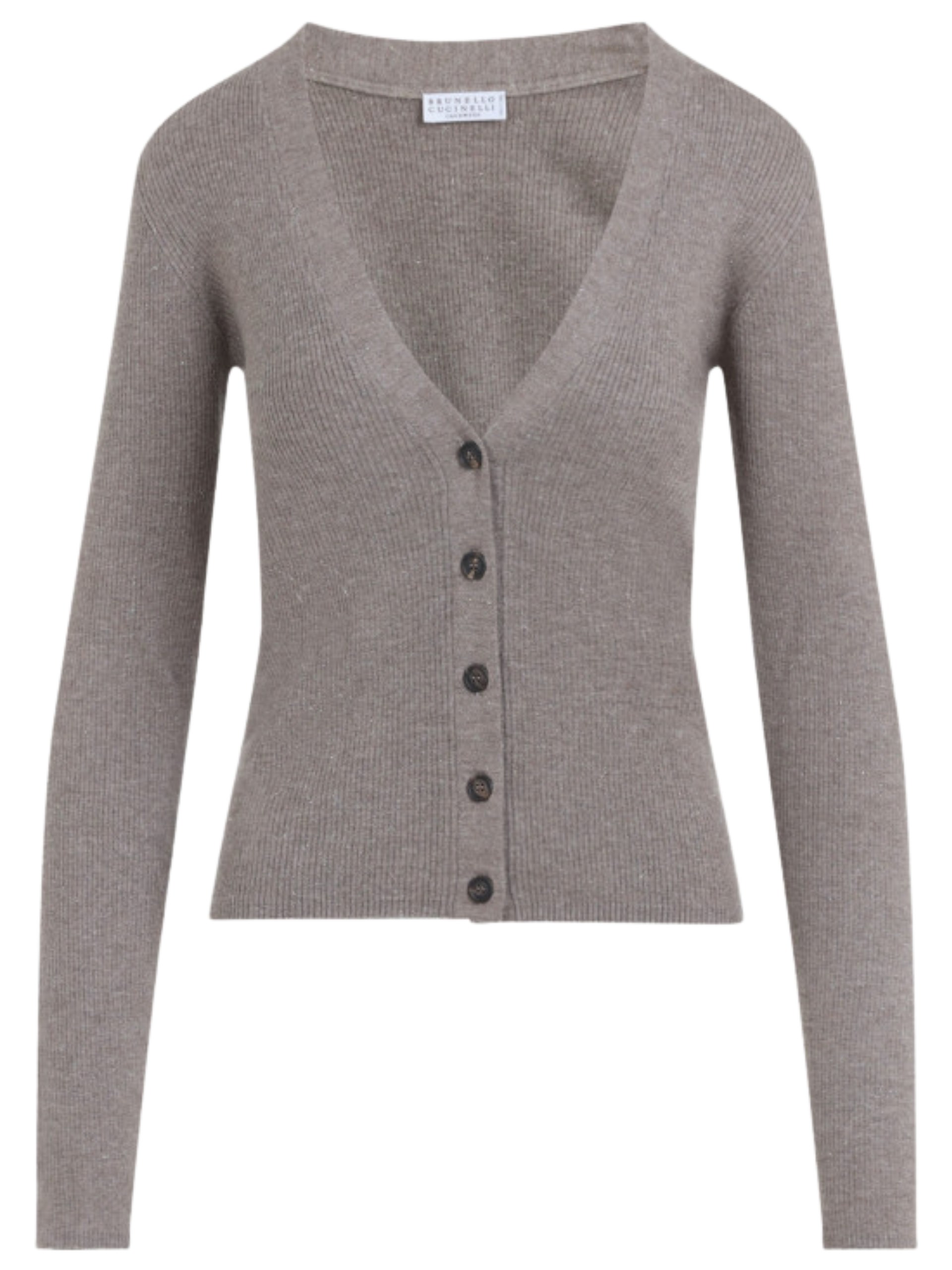 Brunello Cucinelli taupe glitter cardigan