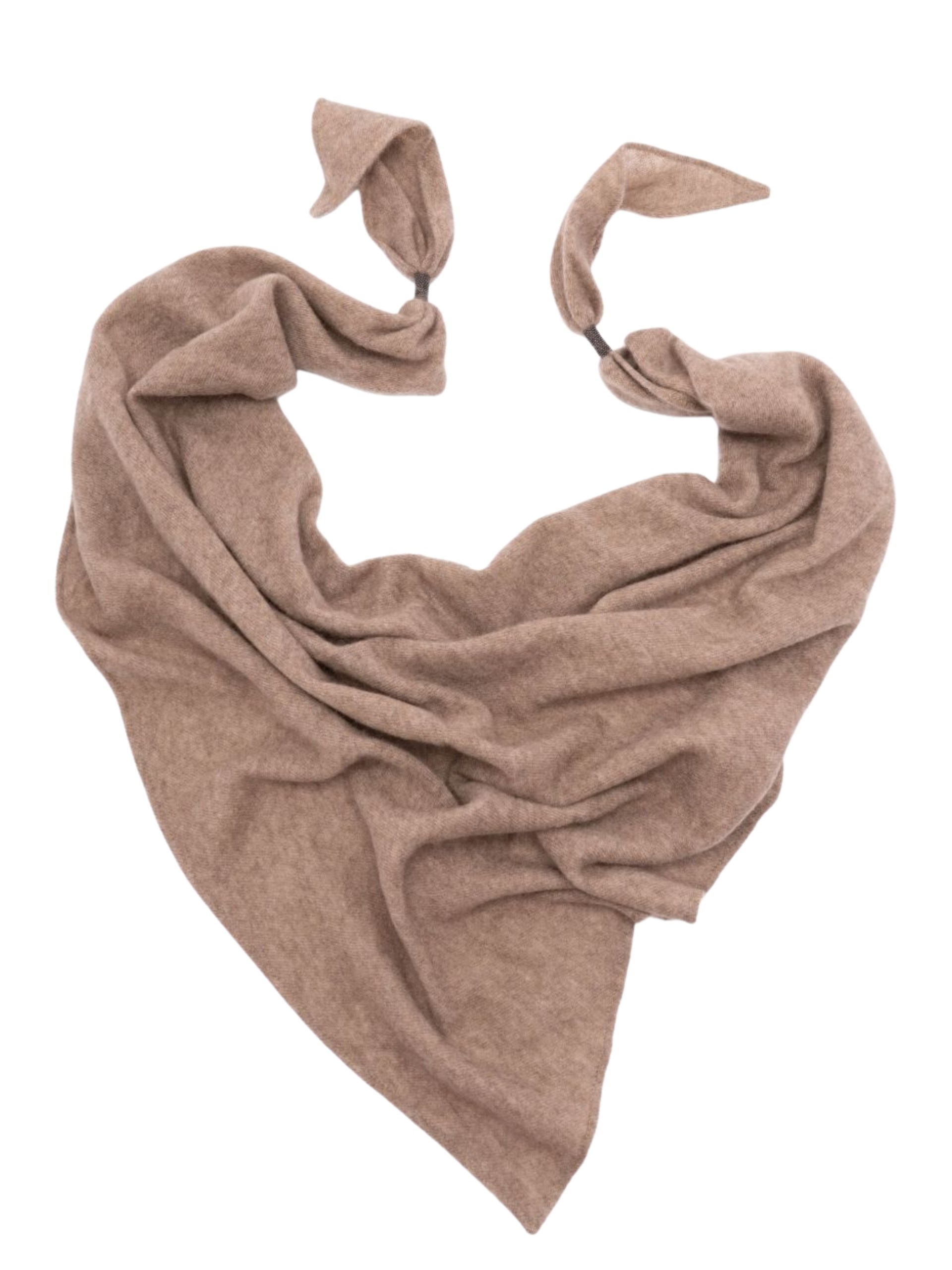 Brunello Cucinelli beige cashmere scarf with shiny details
