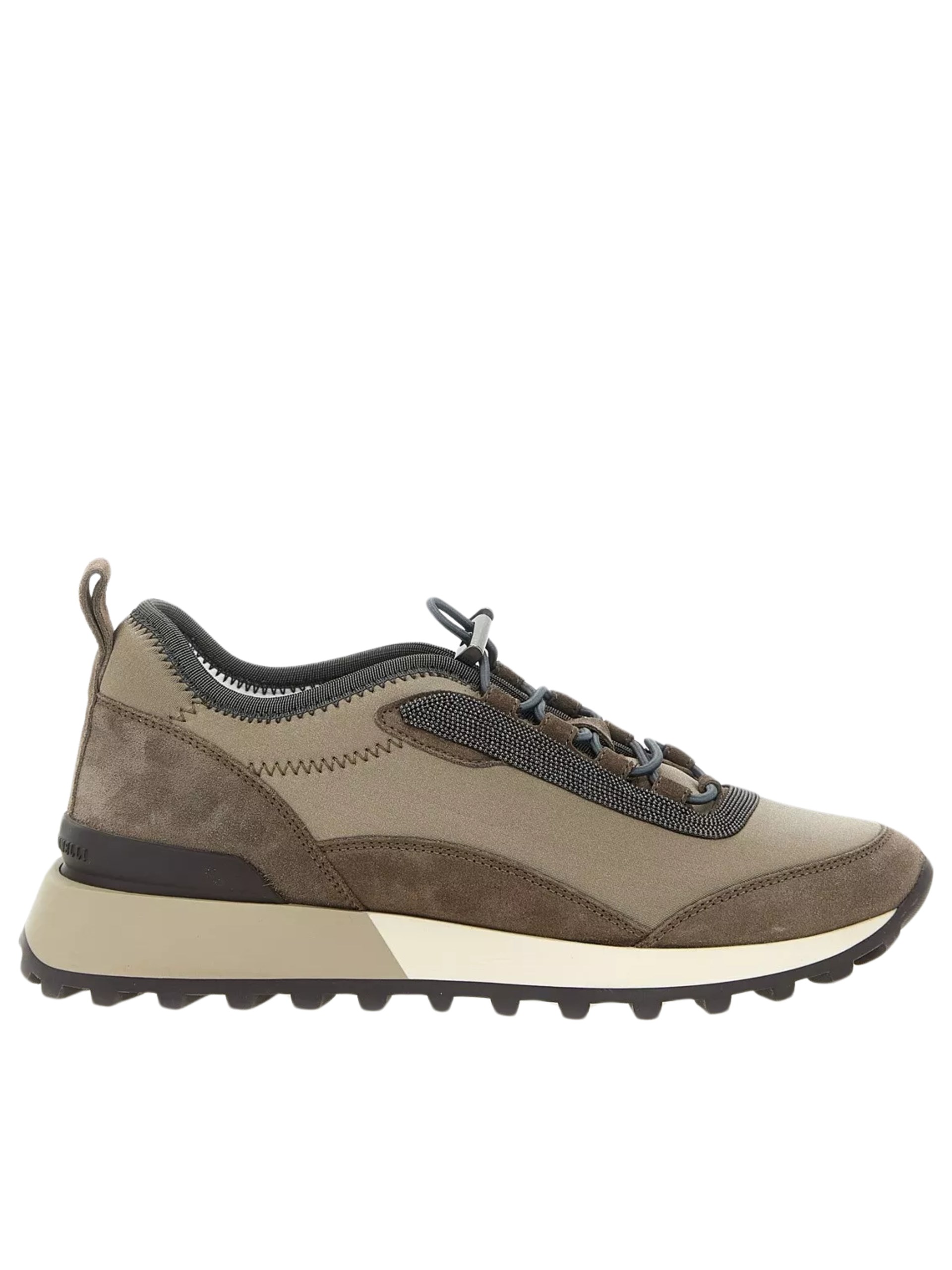 Brunello Cucinelli brown sneakers with precious Monili detail