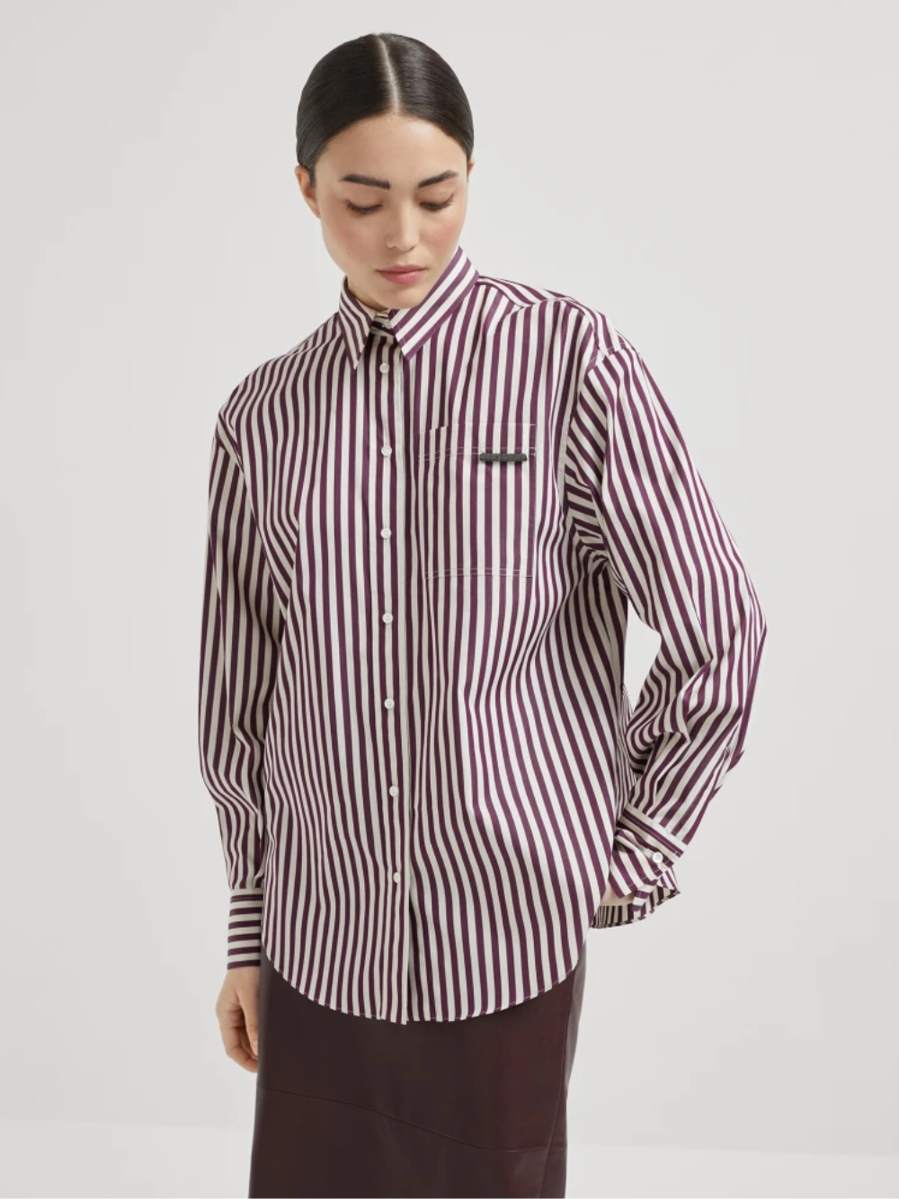 Brunello Cucinelli striped shirt with Monili