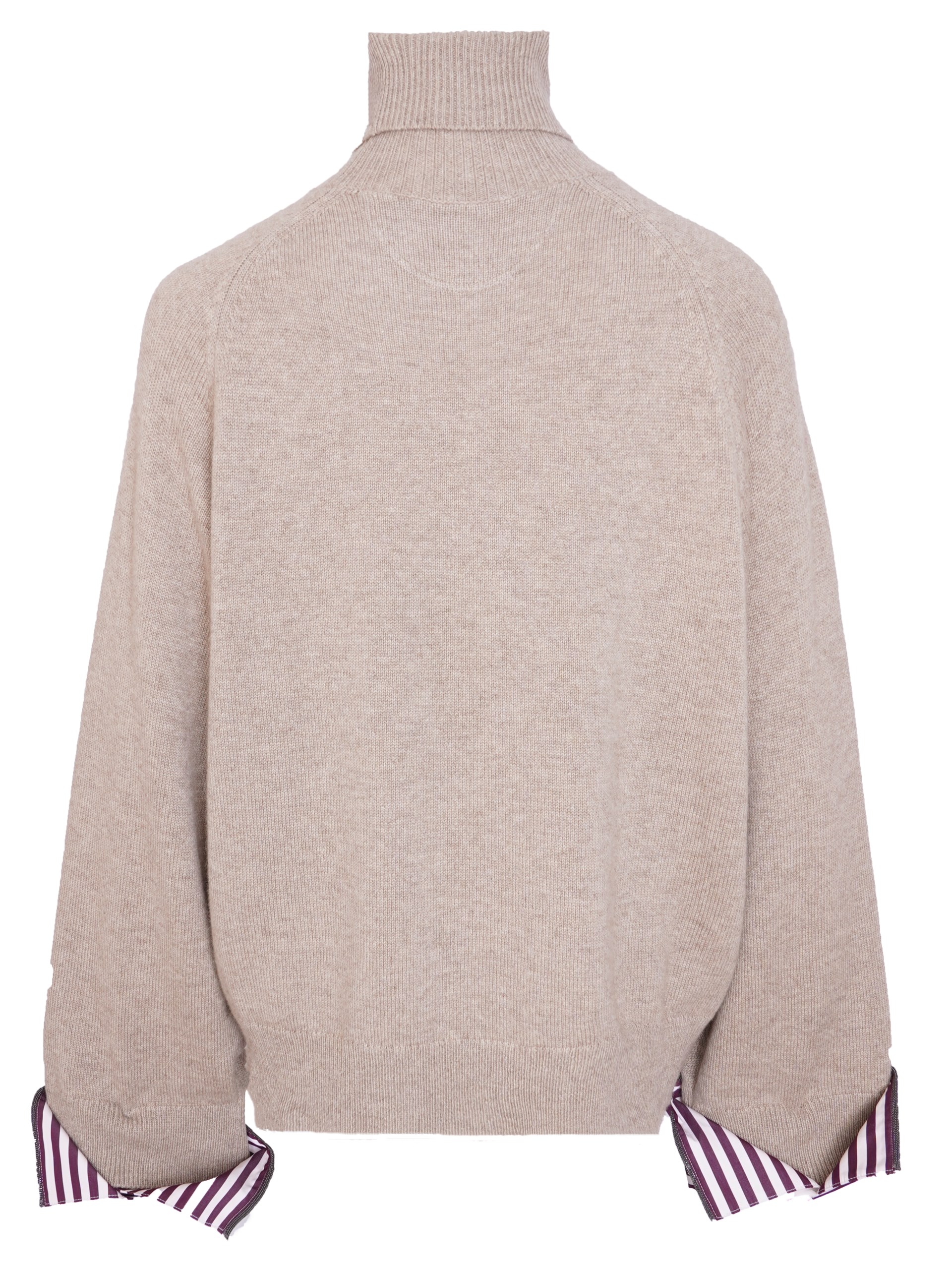 Brunello Cucinelli beige cashmere sweater with removable cuffs