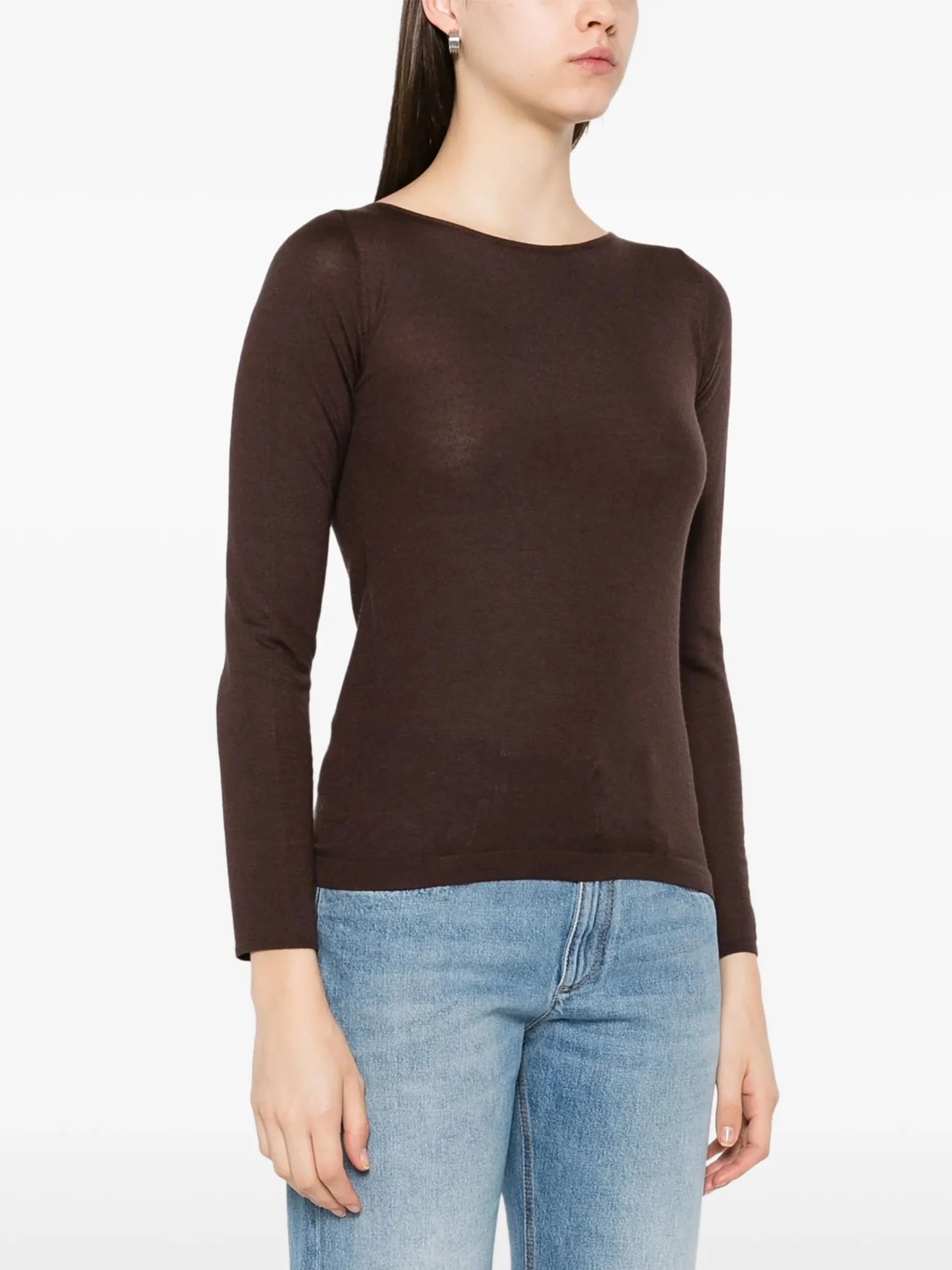 Brunello Cucinelli brown fine knit sweater