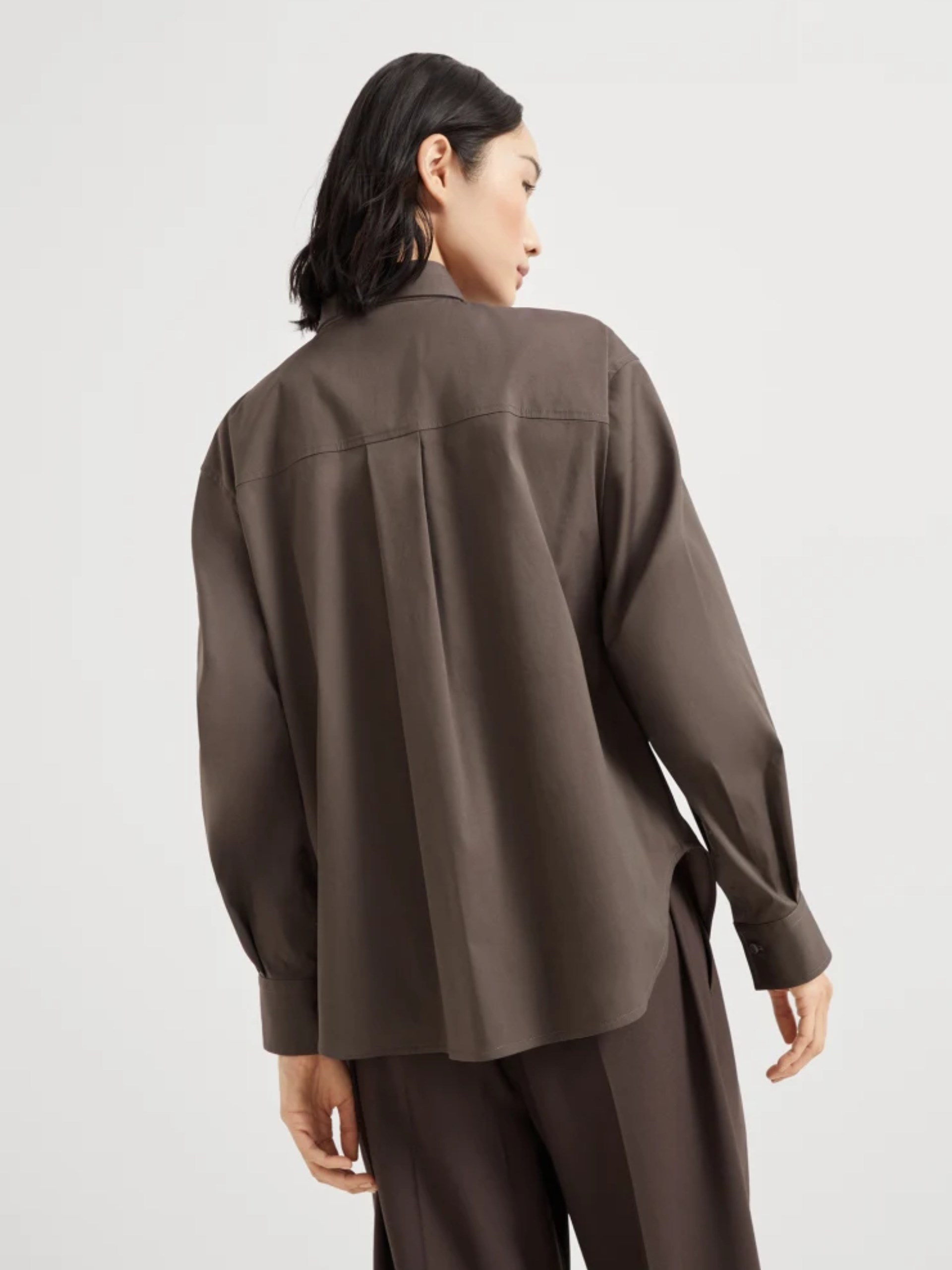 Brunello Cucinelli brown shirt with elegant removable straps