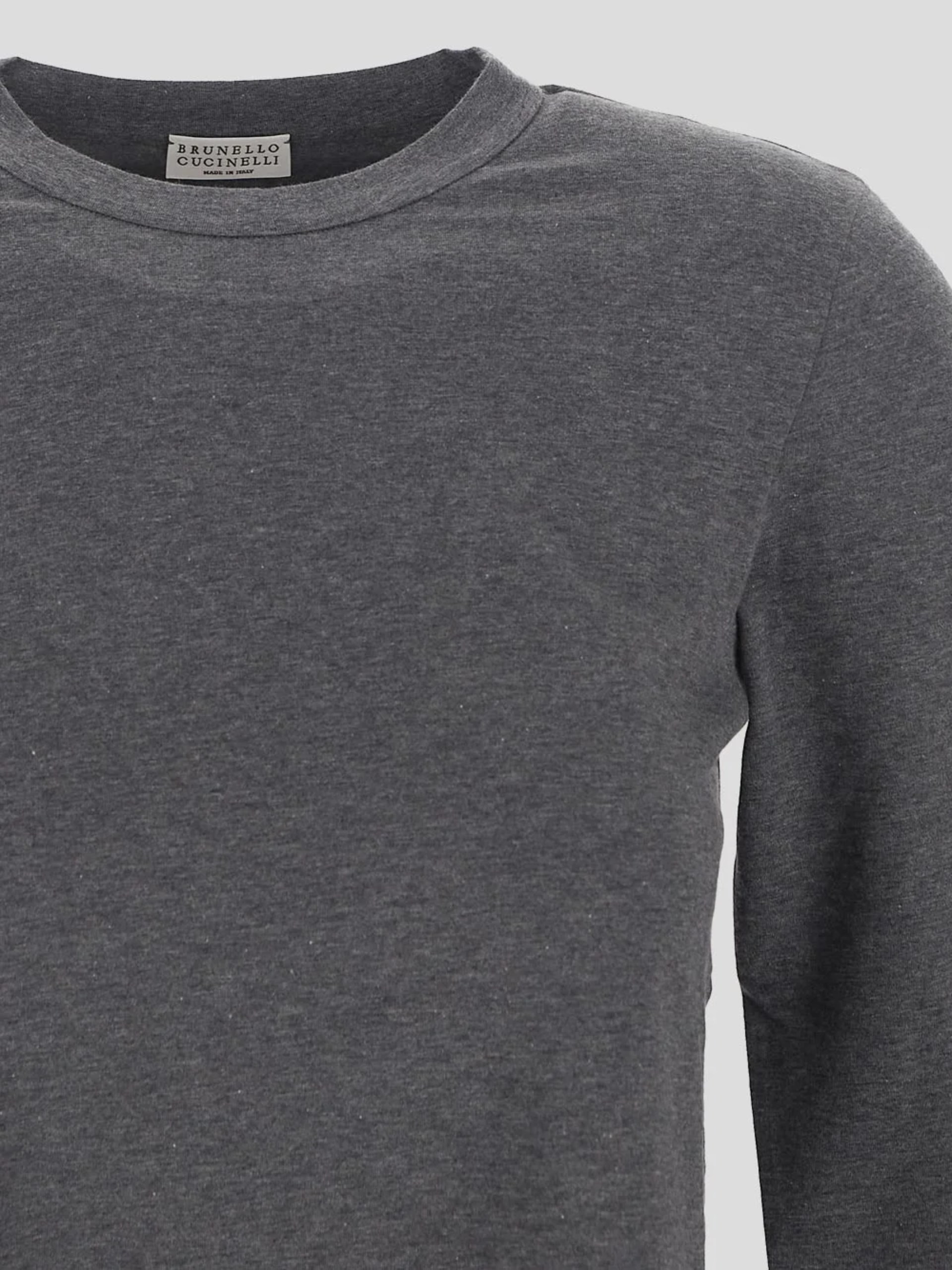 Brunello Cucinelli grey long-sleeve round neck top