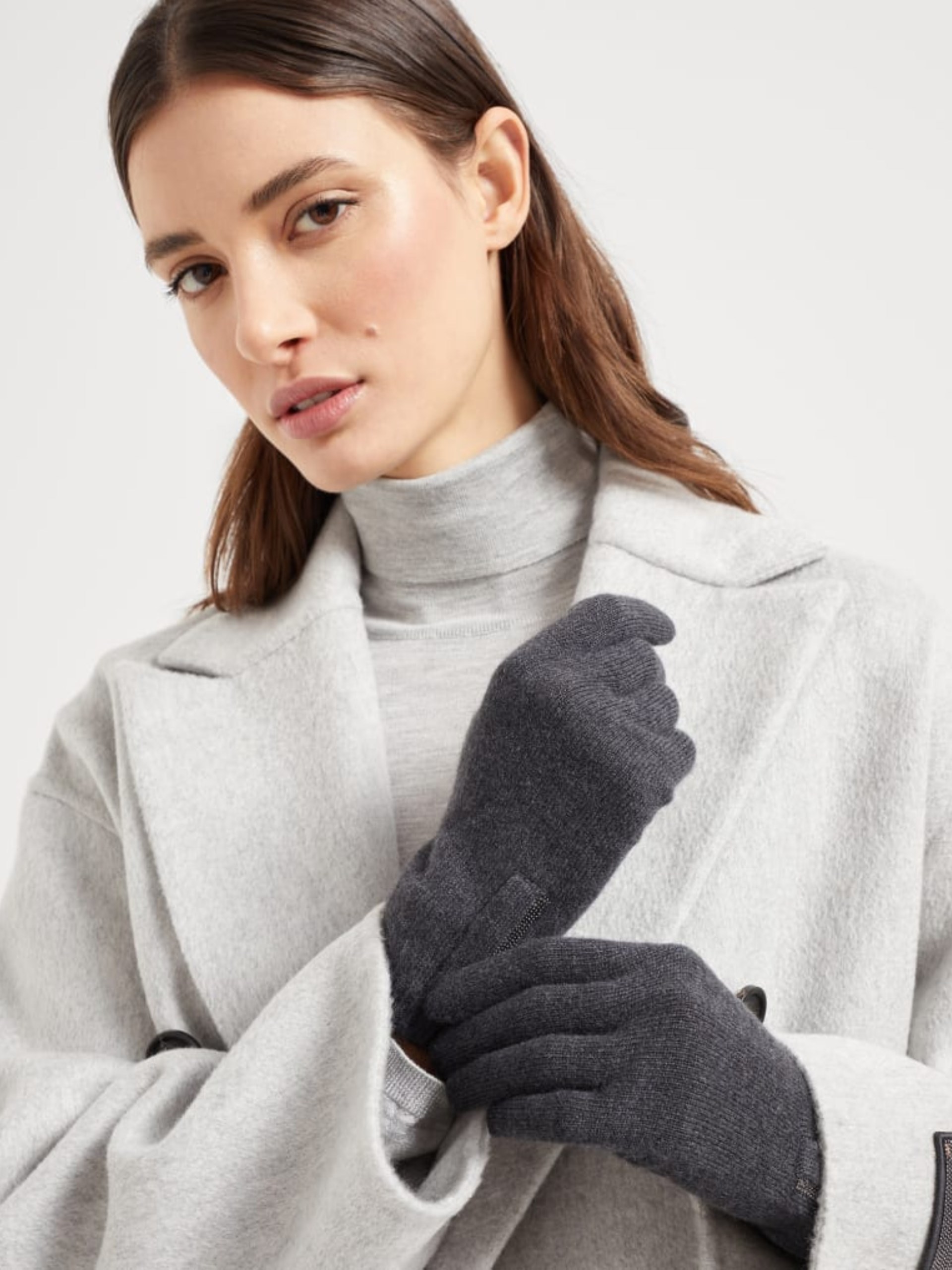 Brunello Cucinelli dark grey cashmere gloves