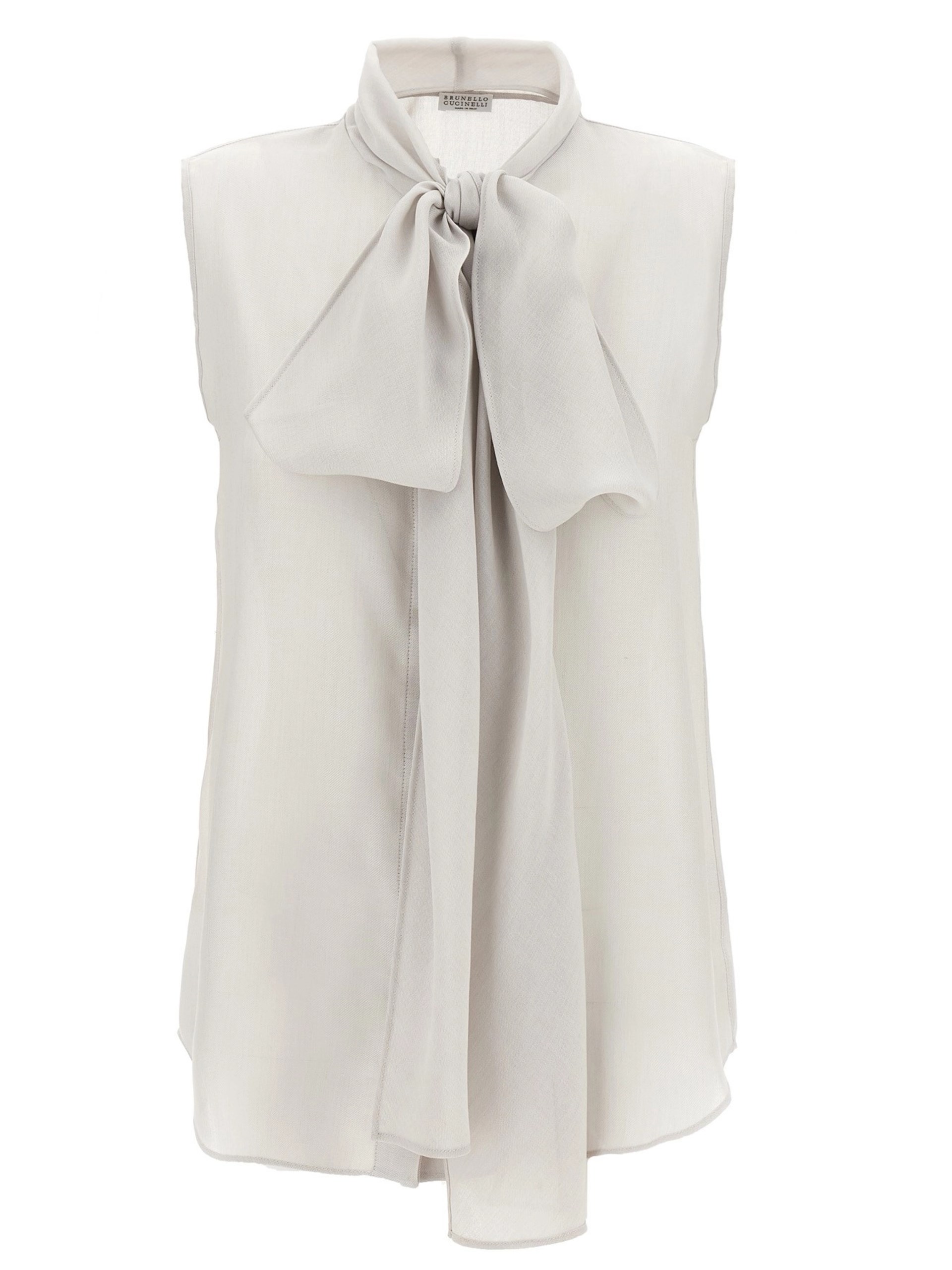 Brunello Cucinelli light gray sweater with a lavalier collar