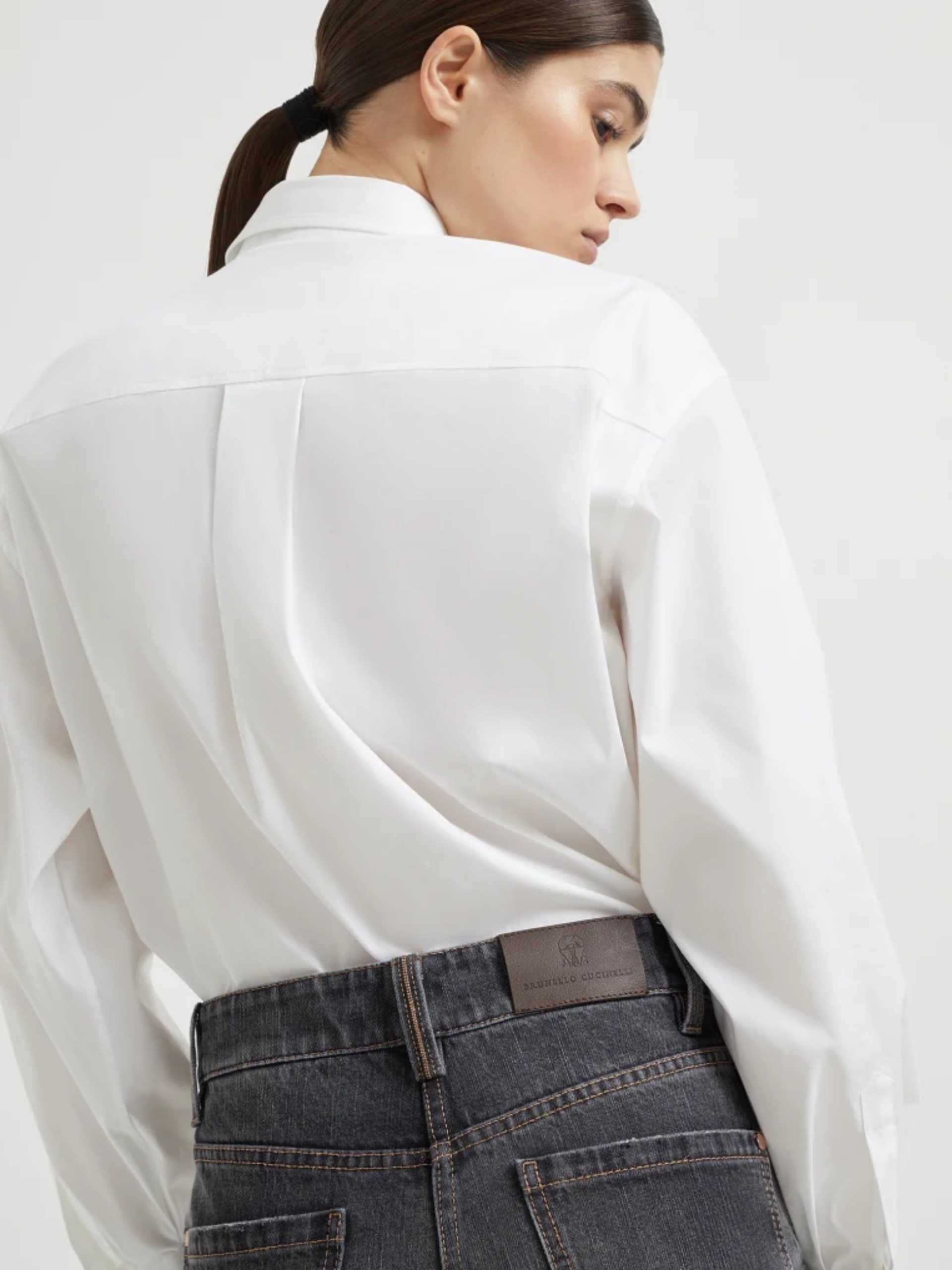 Brunello Cucinelli grey cropped jeans with Monili