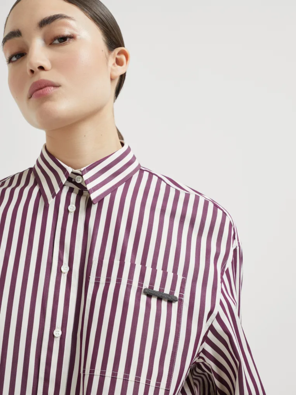 Brunello Cucinelli striped shirt with Monili