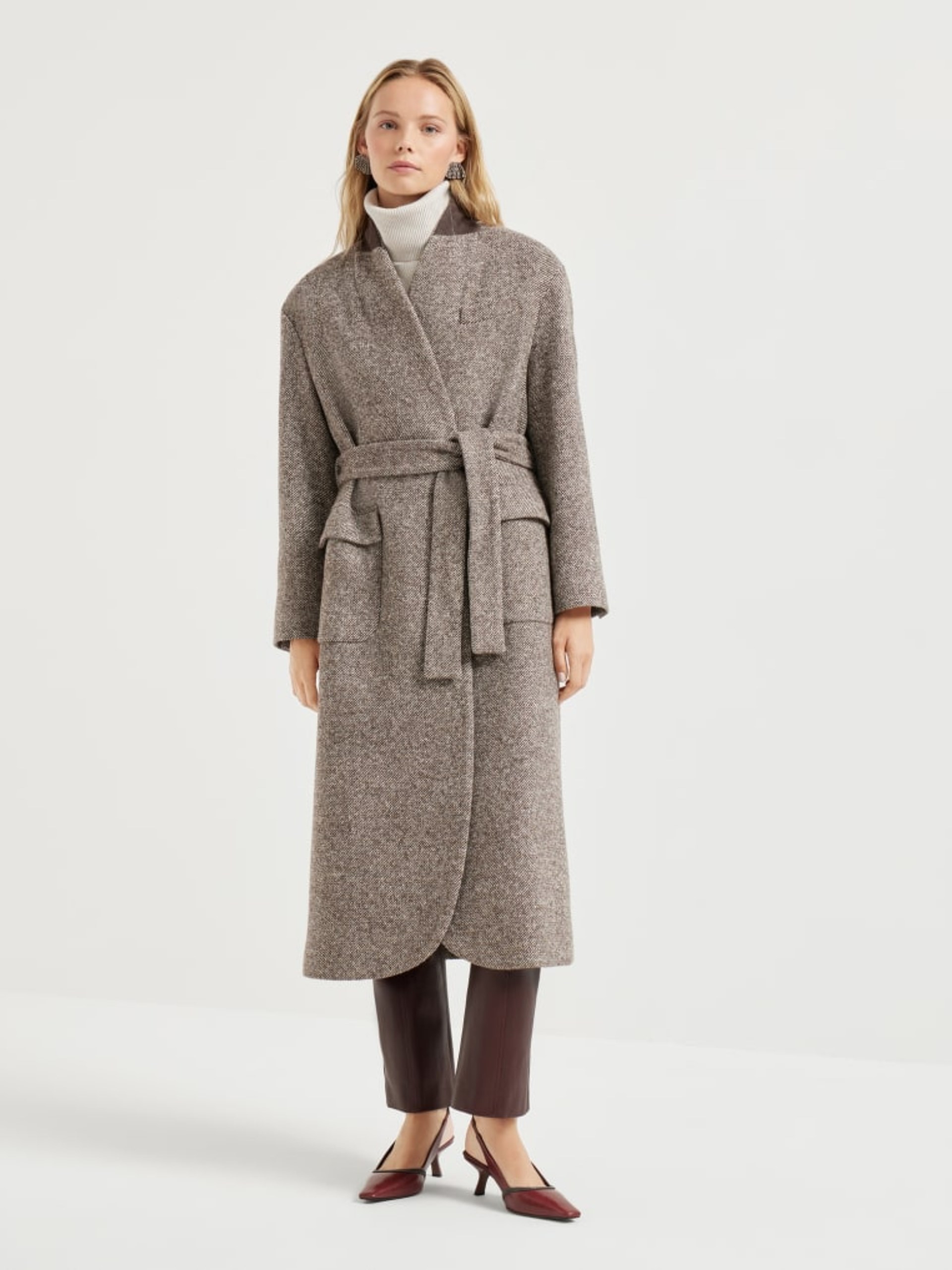 Brunello Cucinelli brown wool and silk coat