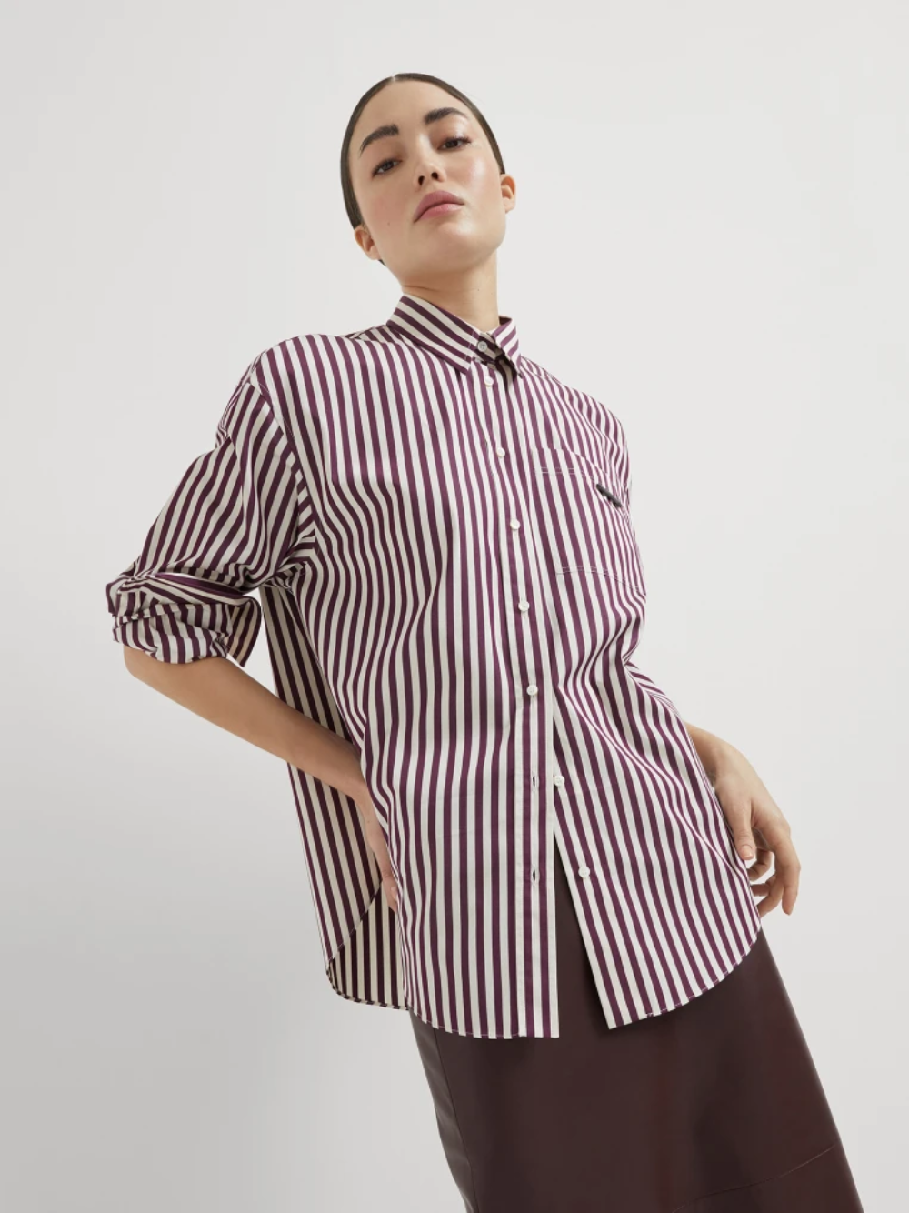 Brunello Cucinelli striped shirt with Monili