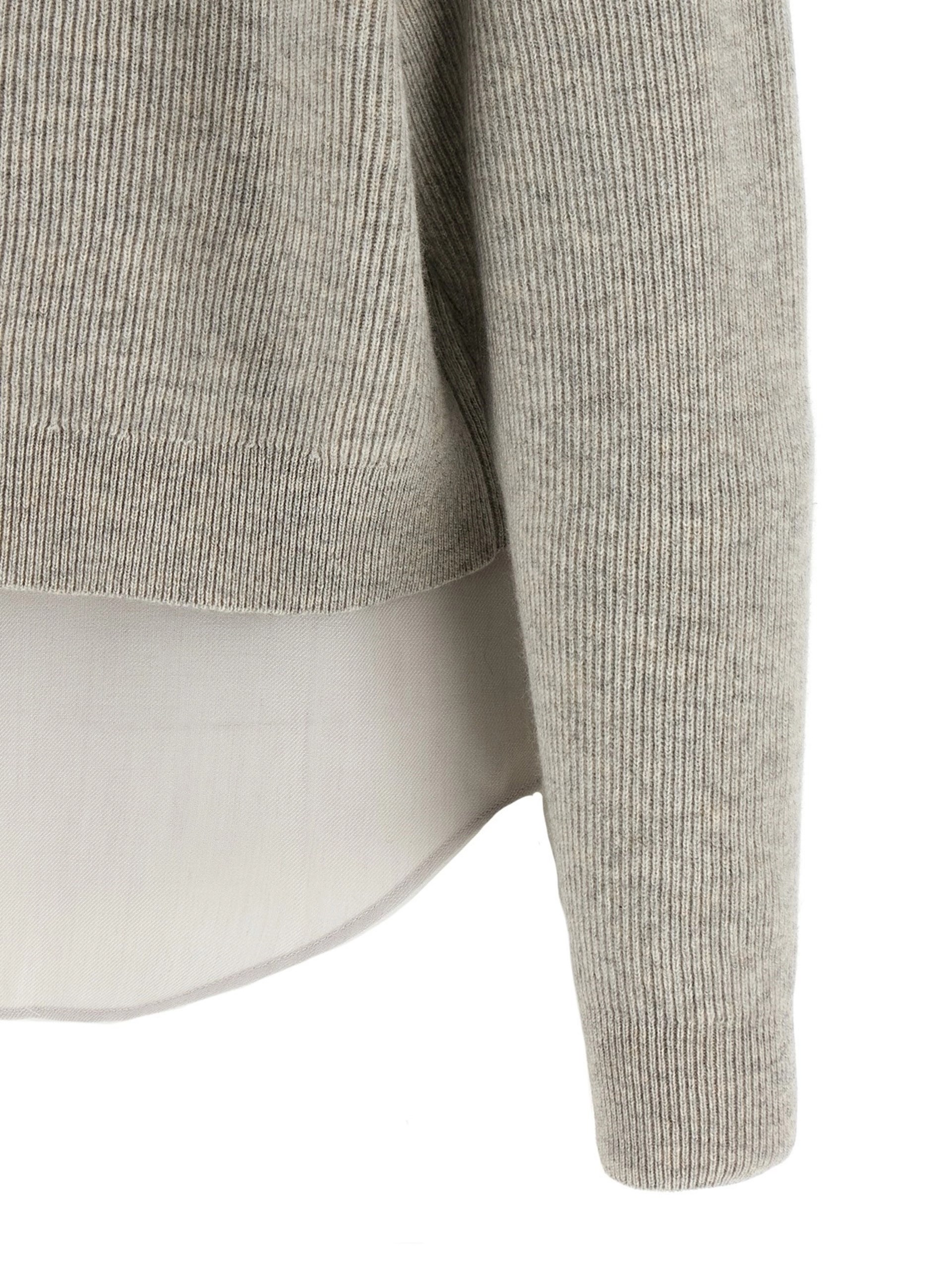 Brunello Cucinelli light gray sweater with a lavalier collar