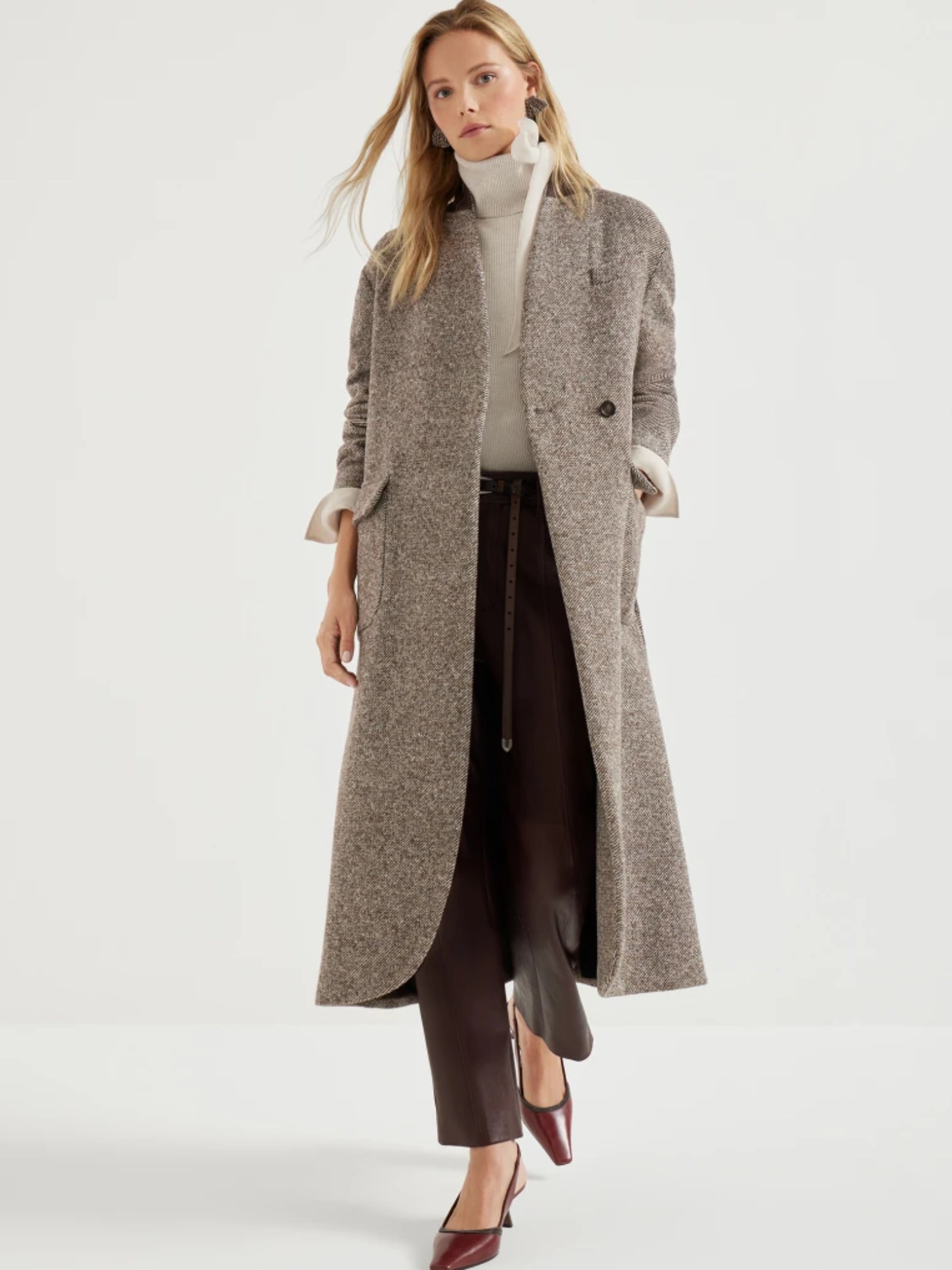 Brunello Cucinelli brown wool and silk coat