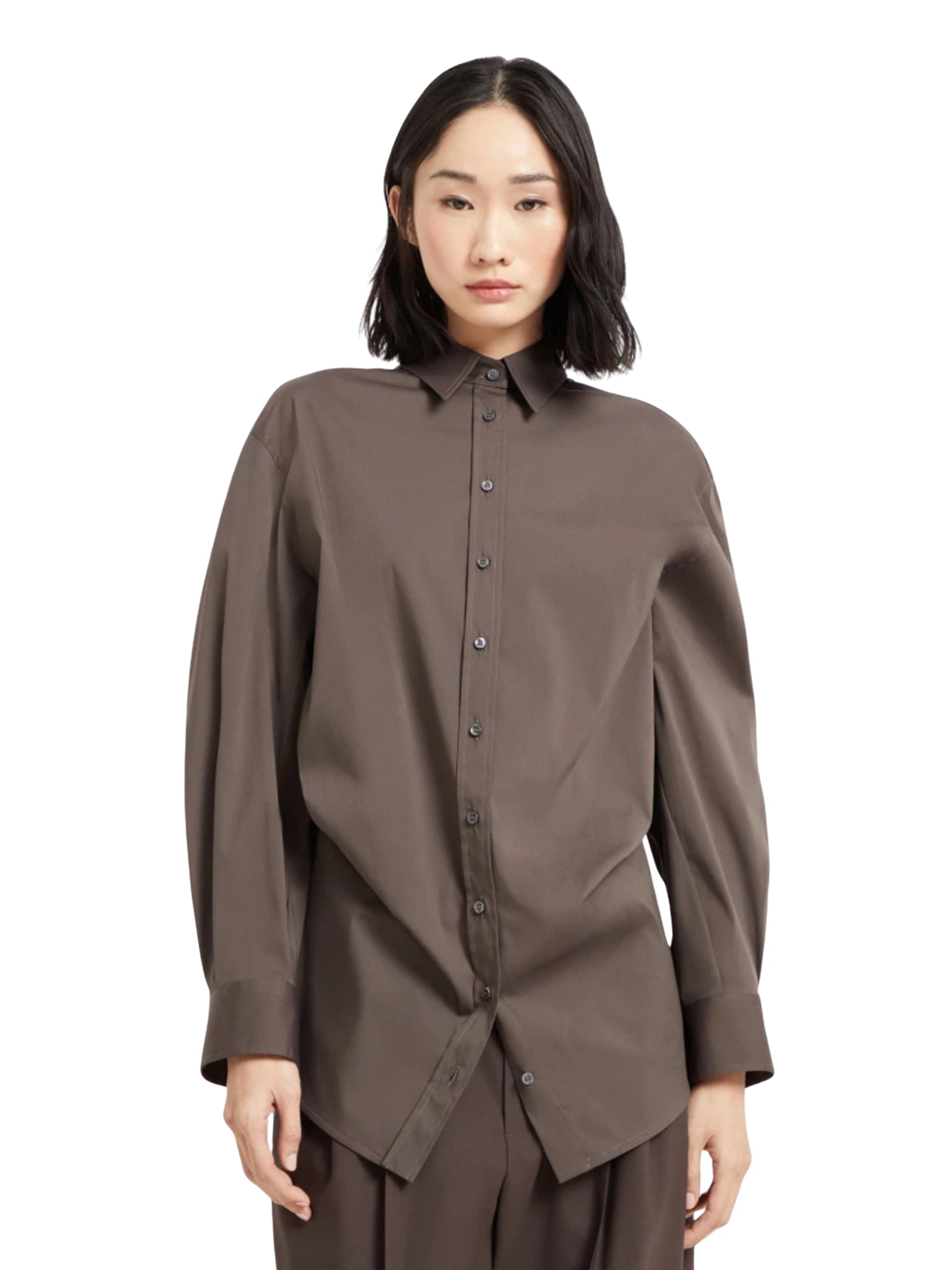 Brunello Cucinelli brown shirt with elegant removable straps