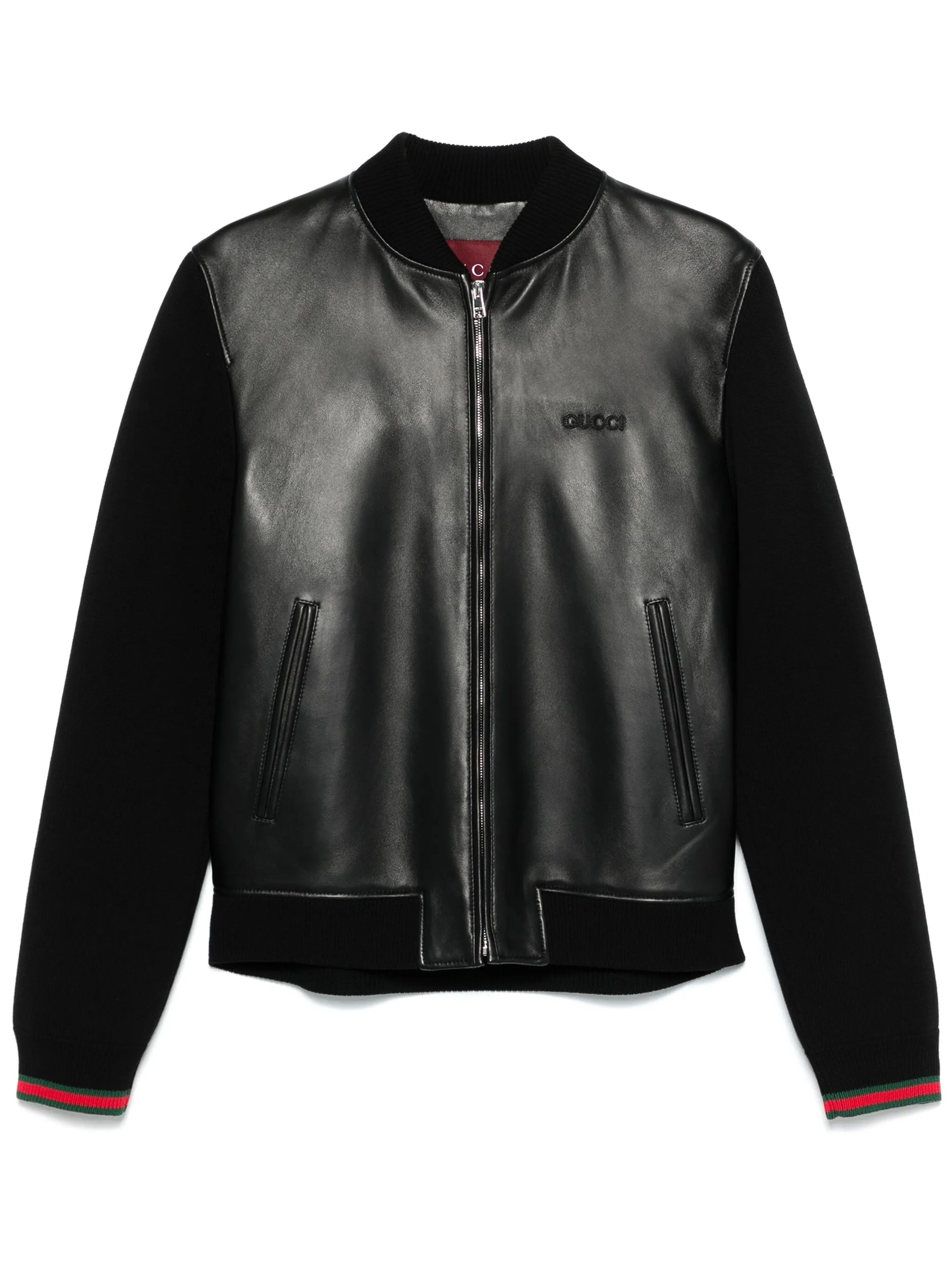 Men's black Gucci nappa leather bomber jacket