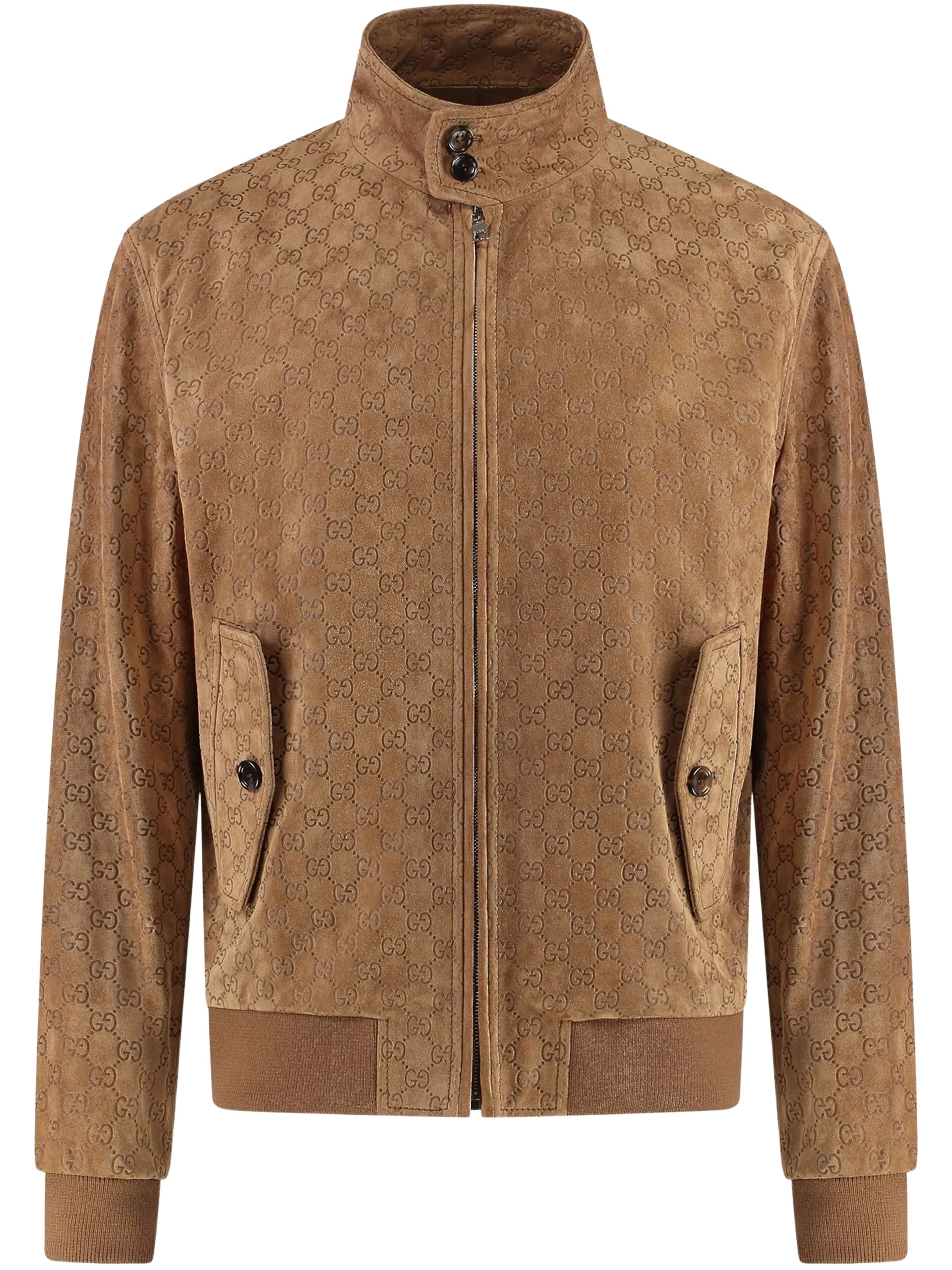 Men's brown Gucci suede bomber jacket