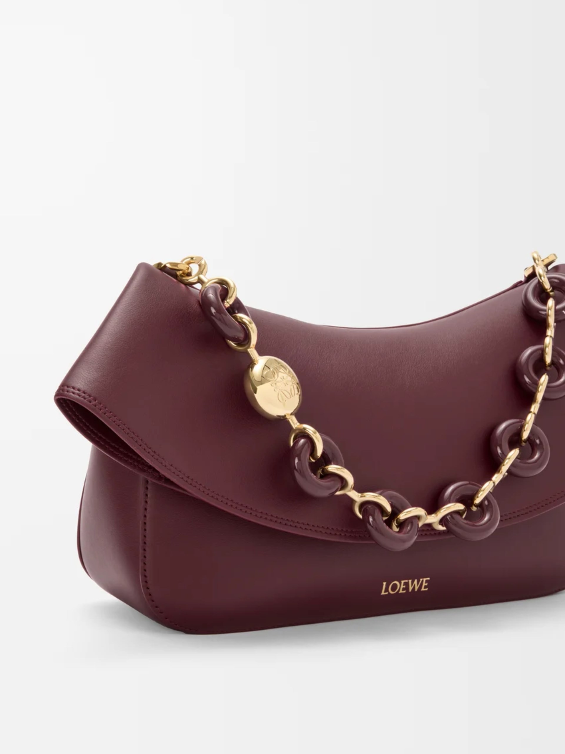 Сумка Loewe Ola Medium з знімним ланцюжком кольору бургунді