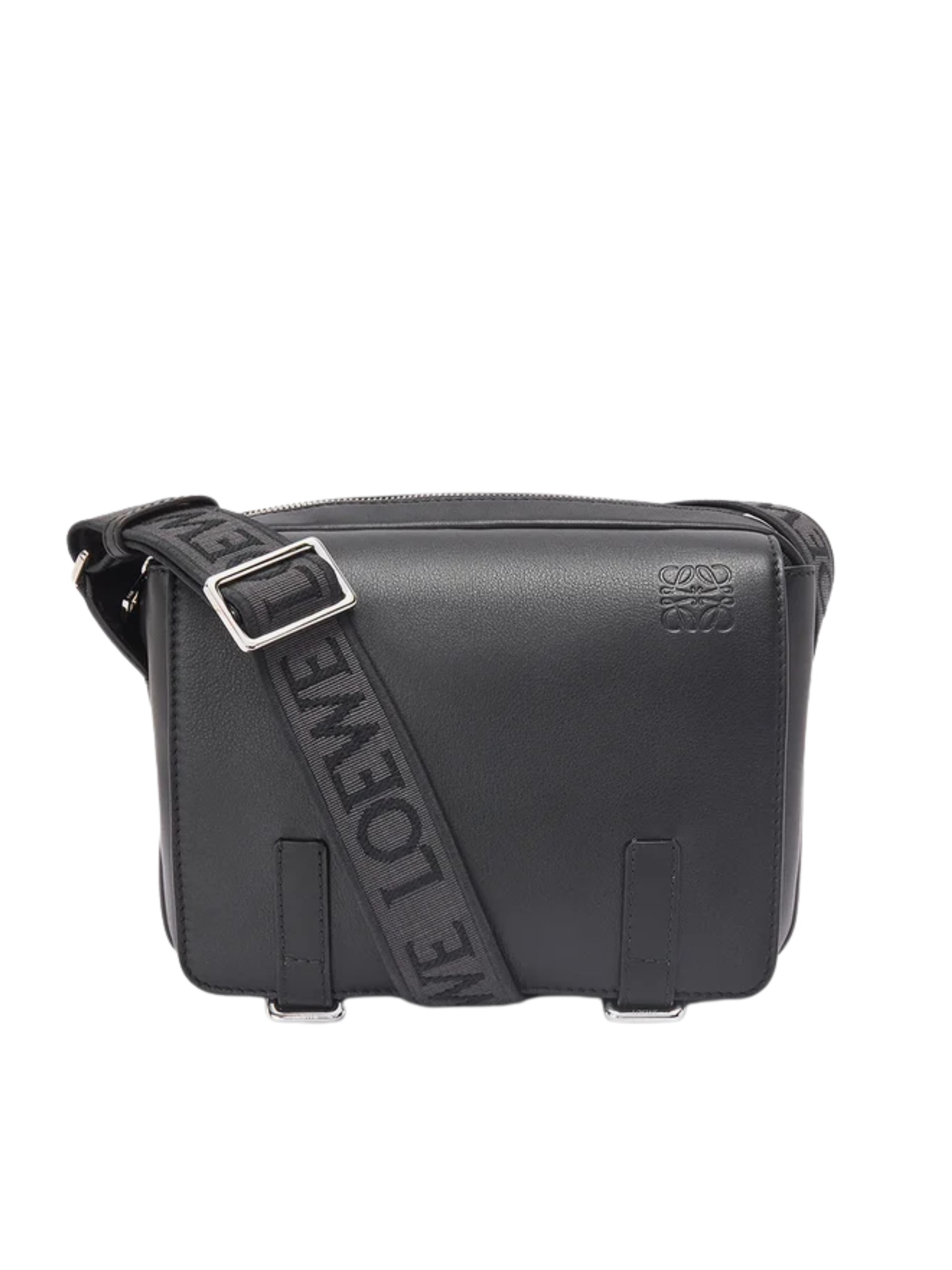 Men's black Loewe Military bag with jacquard belt