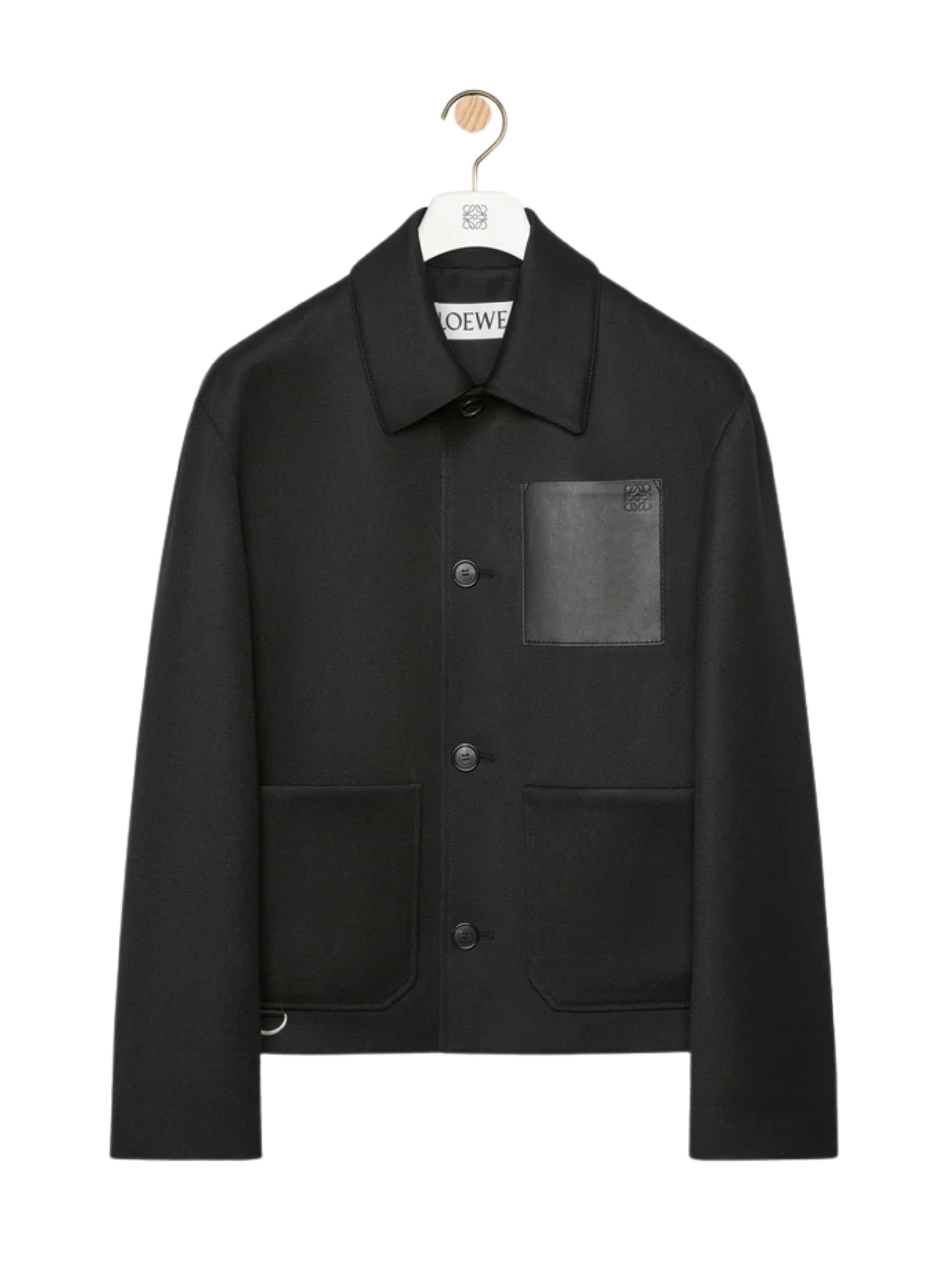 Men's black Loewe jacket with leather pocket Anagram