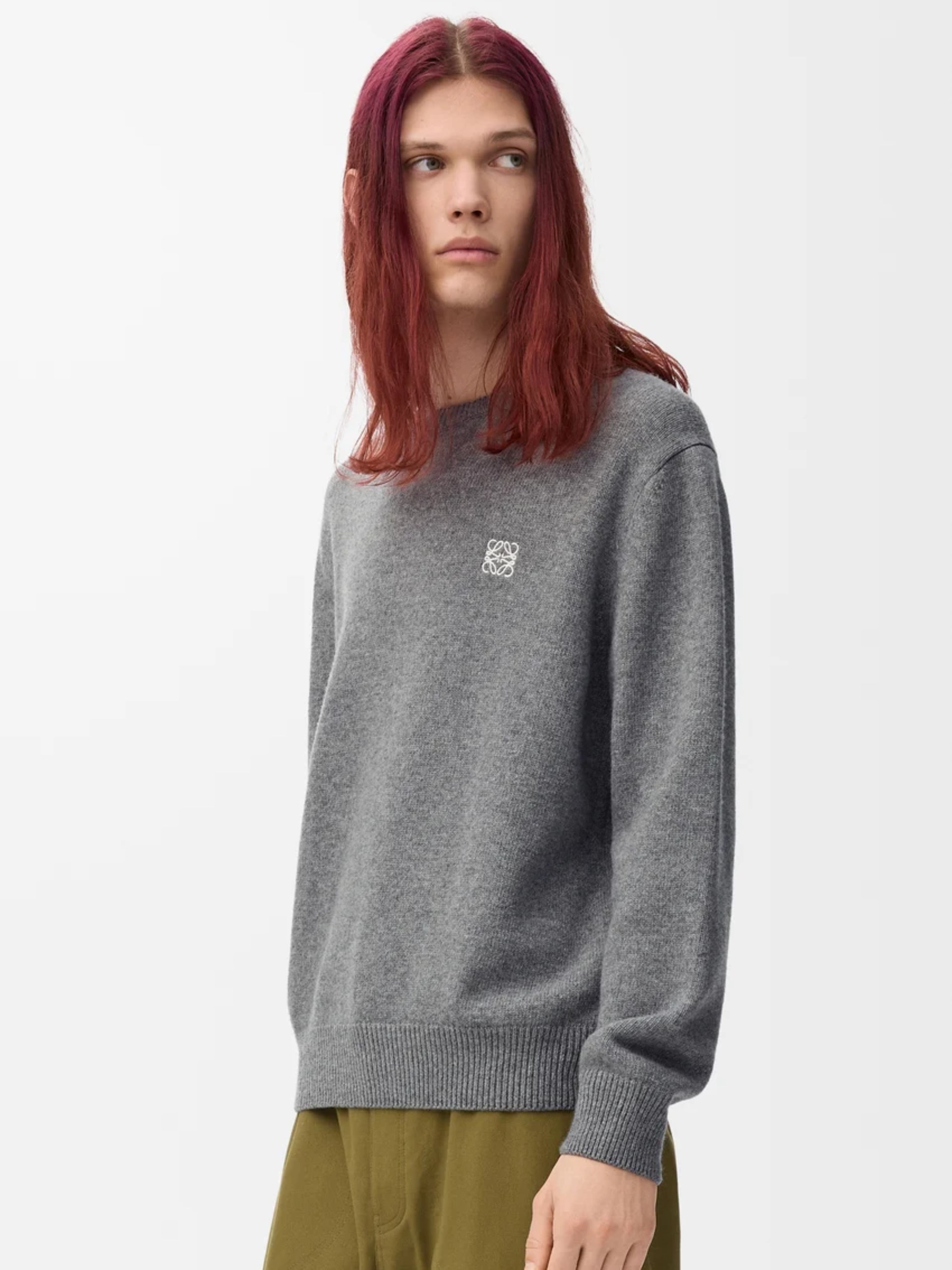 Men's gray Loewe Anagram wool sweater