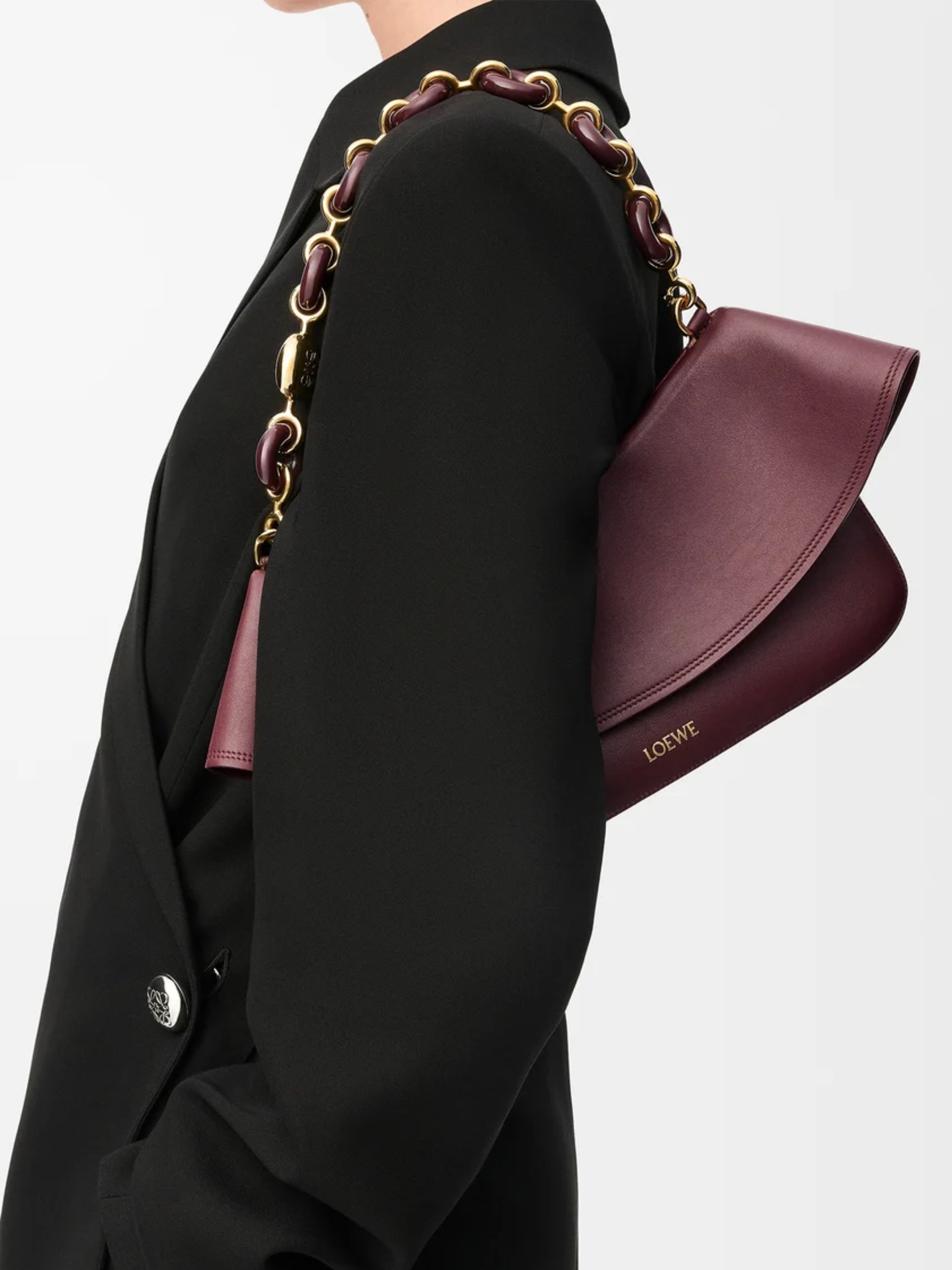 Сумка Loewe Ola Medium з знімним ланцюжком кольору бургунді