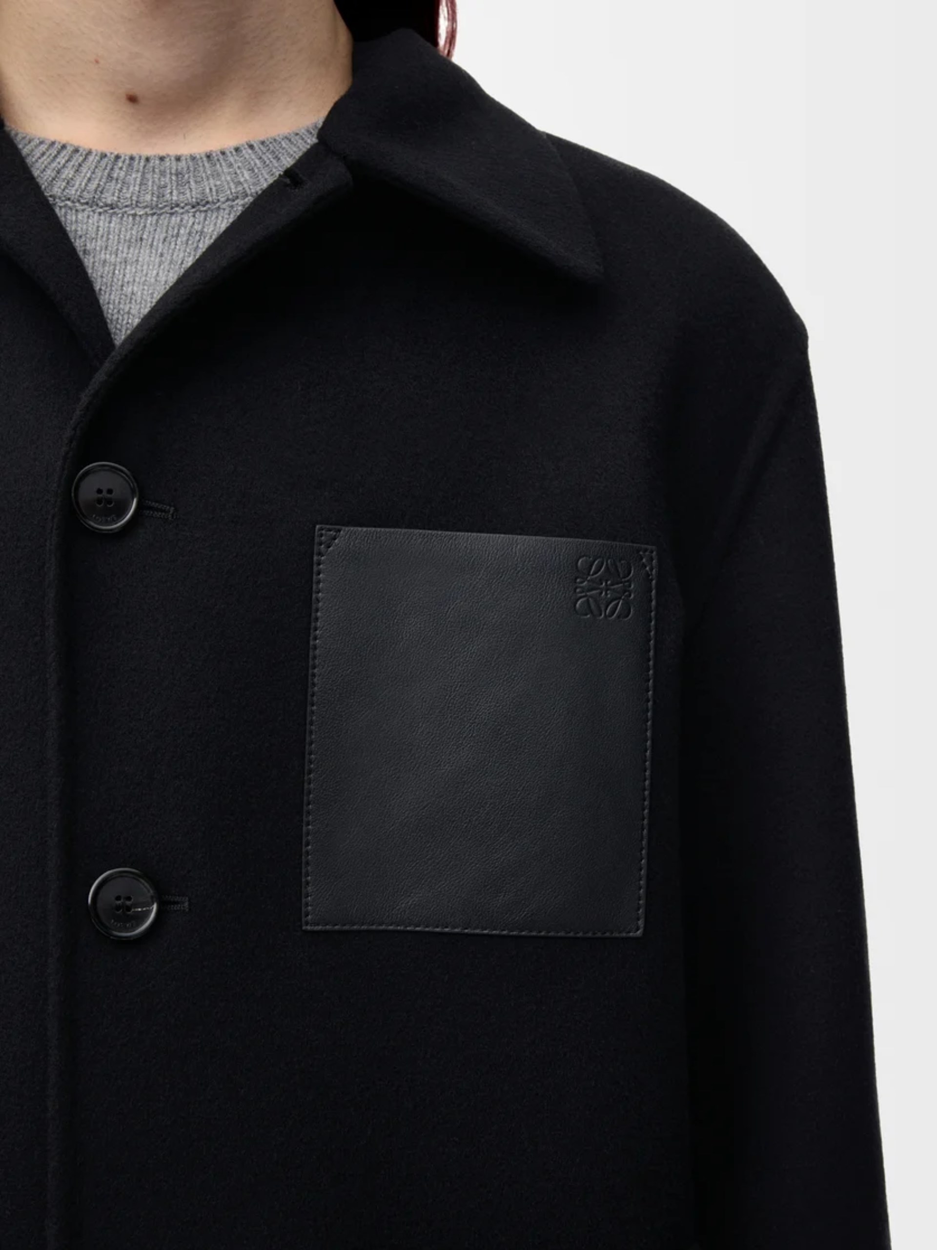 Men's black Loewe jacket with leather pocket Anagram