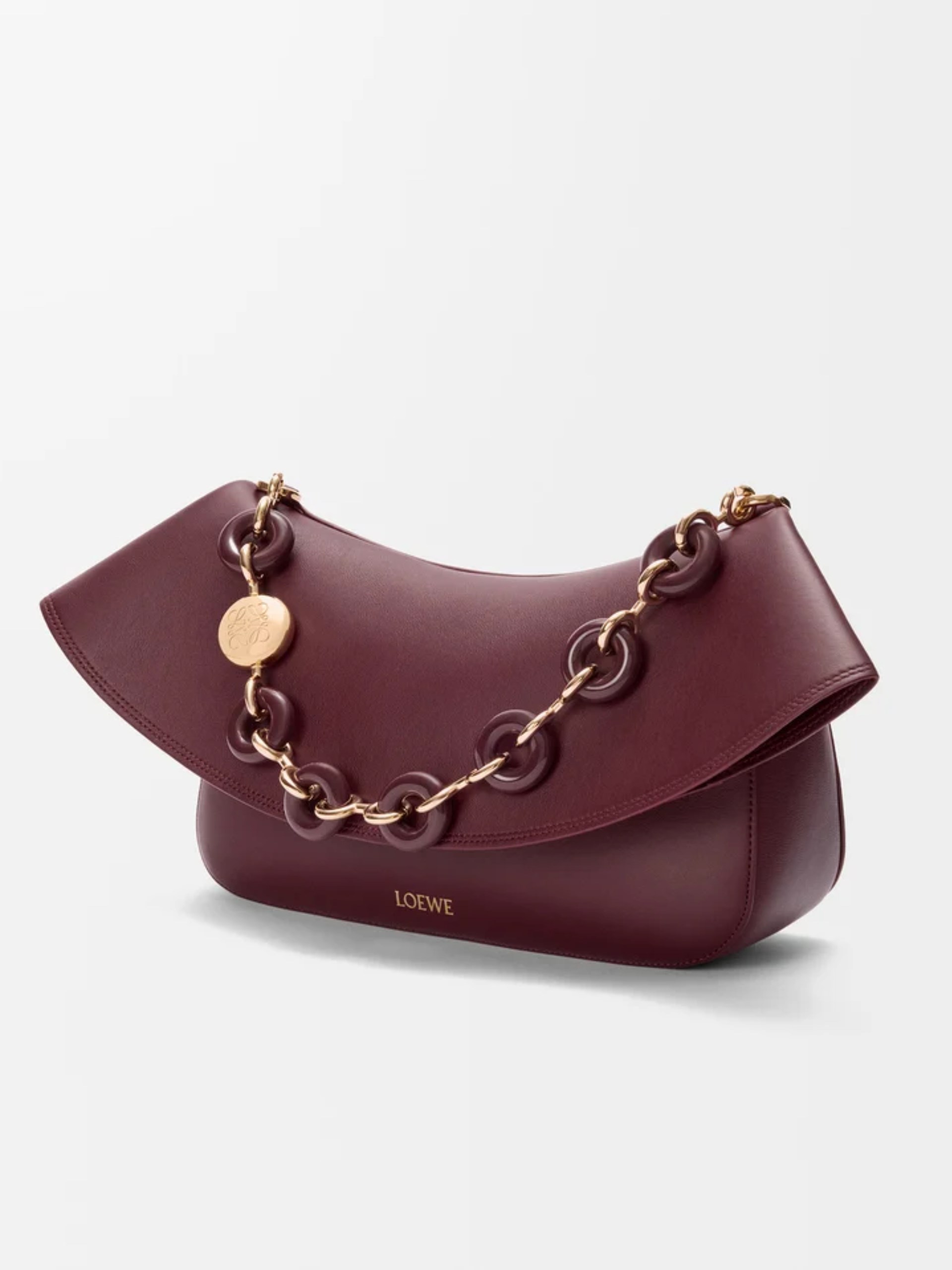 Сумка Loewe Ola Medium з знімним ланцюжком кольору бургунді