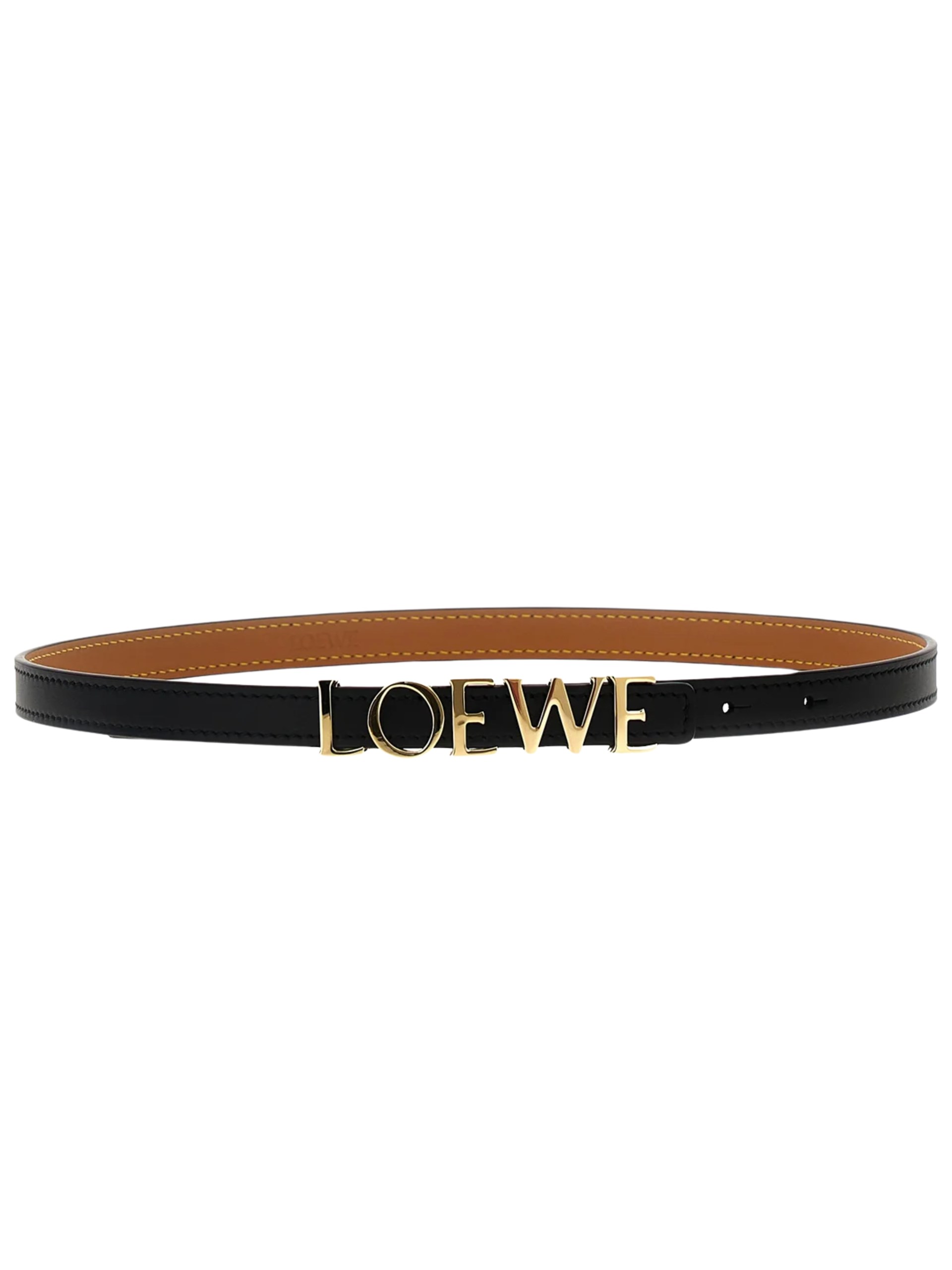 Чорний ремінь Loewe з золотистою пряжкою