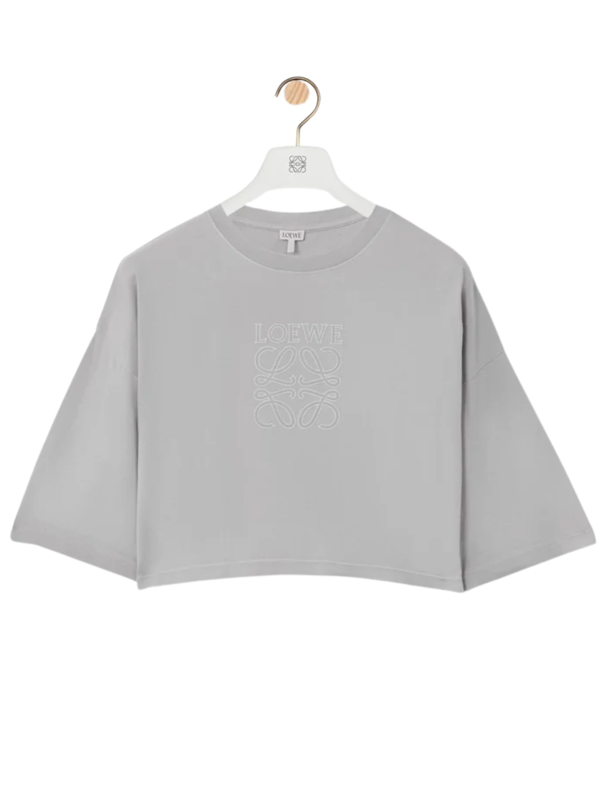 Loewe grey cropped T-shirt with tonal Anagram logo