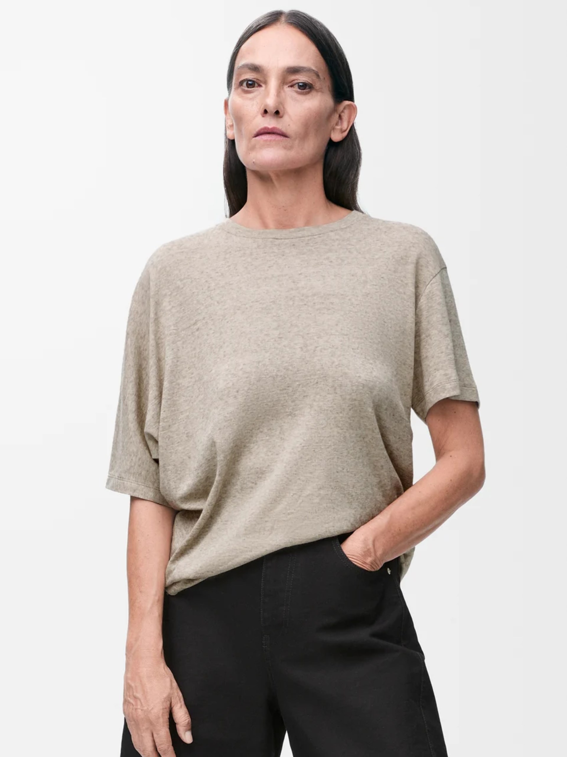 Loewe beige asymmetric cotton T-shirt