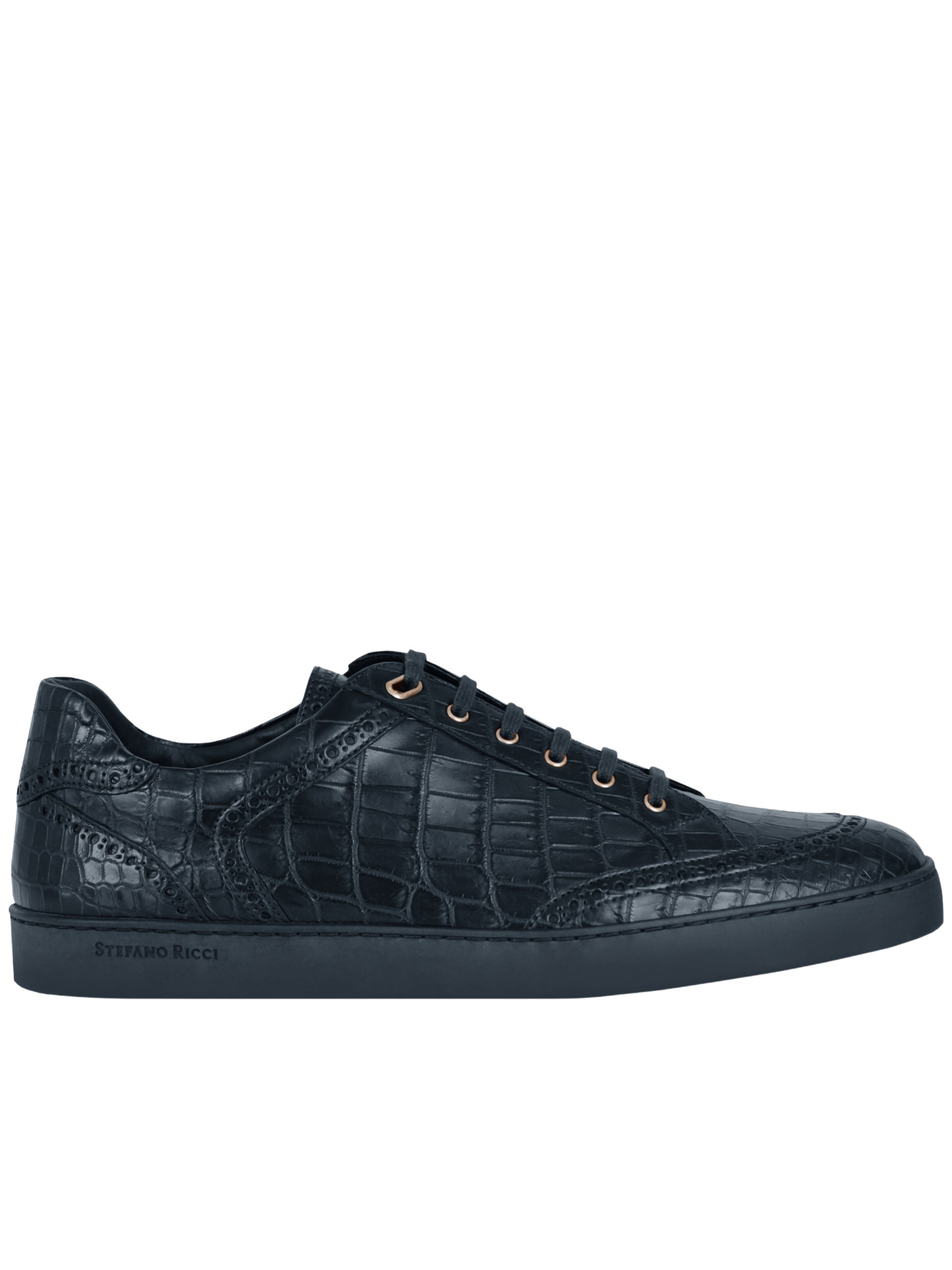 Stefano Ricci men's dark blue leather sneakers