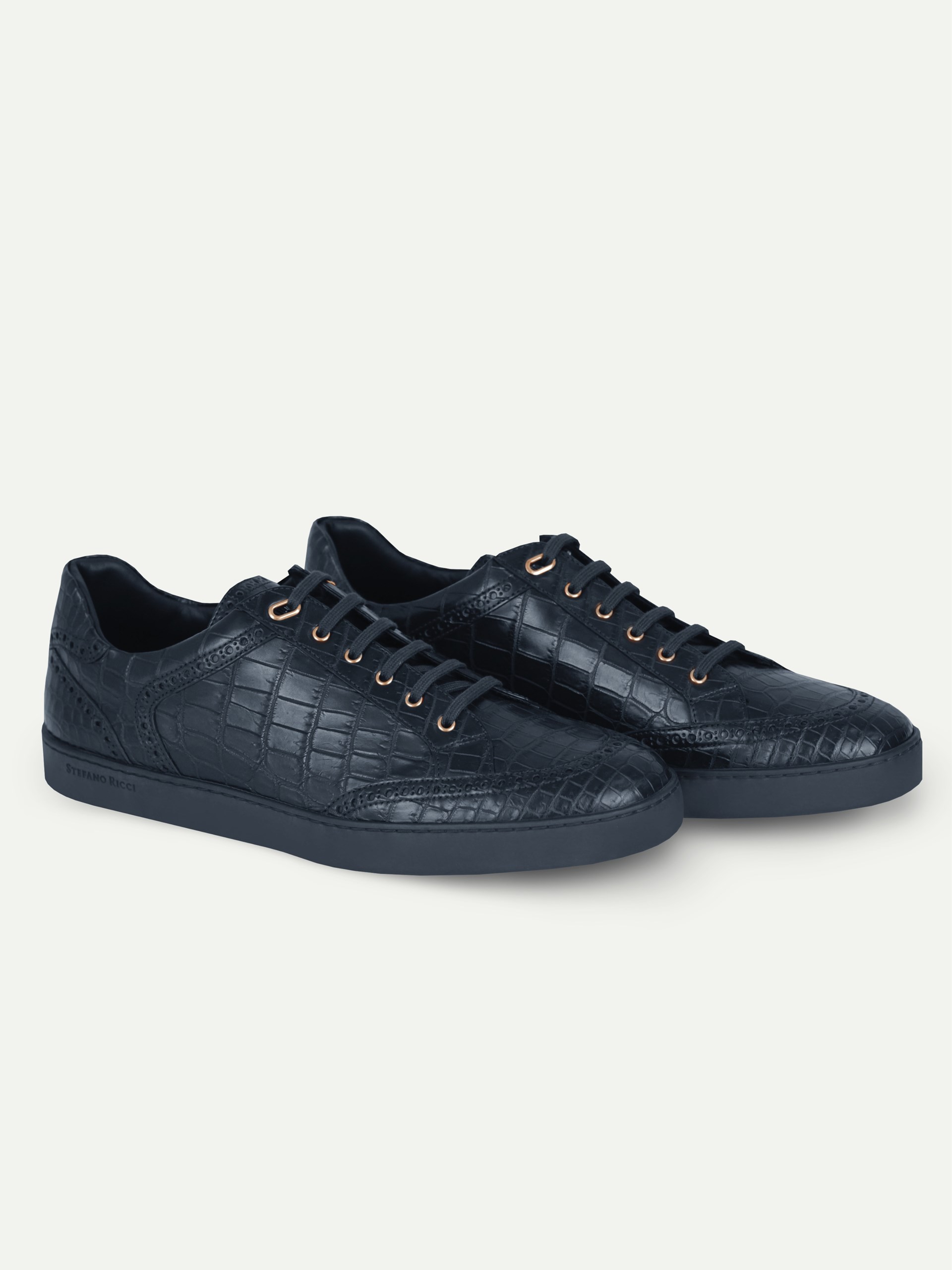Stefano Ricci men's dark blue leather sneakers