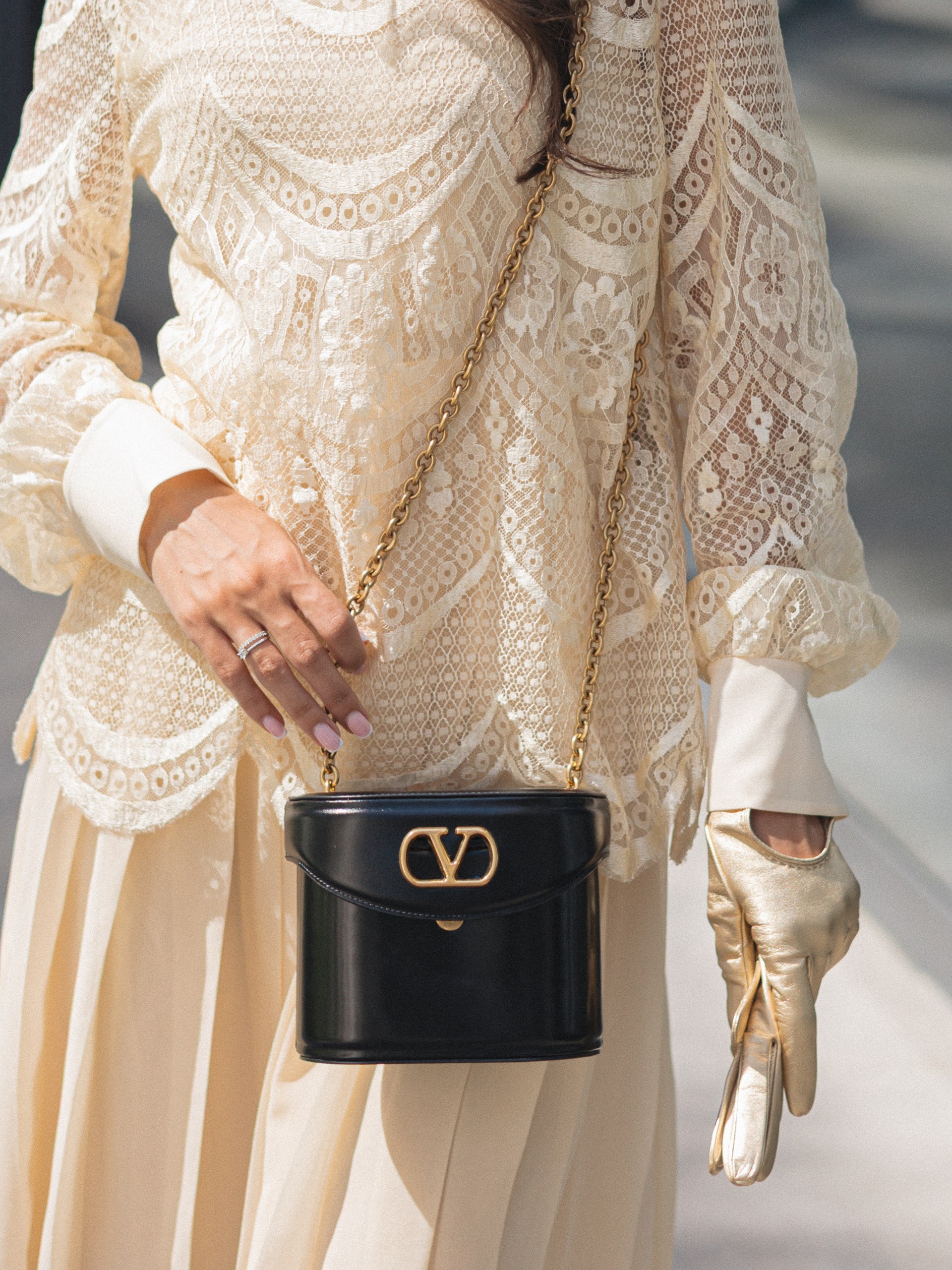 Valentino Garavani Vain Vanity bag in black shiny leather