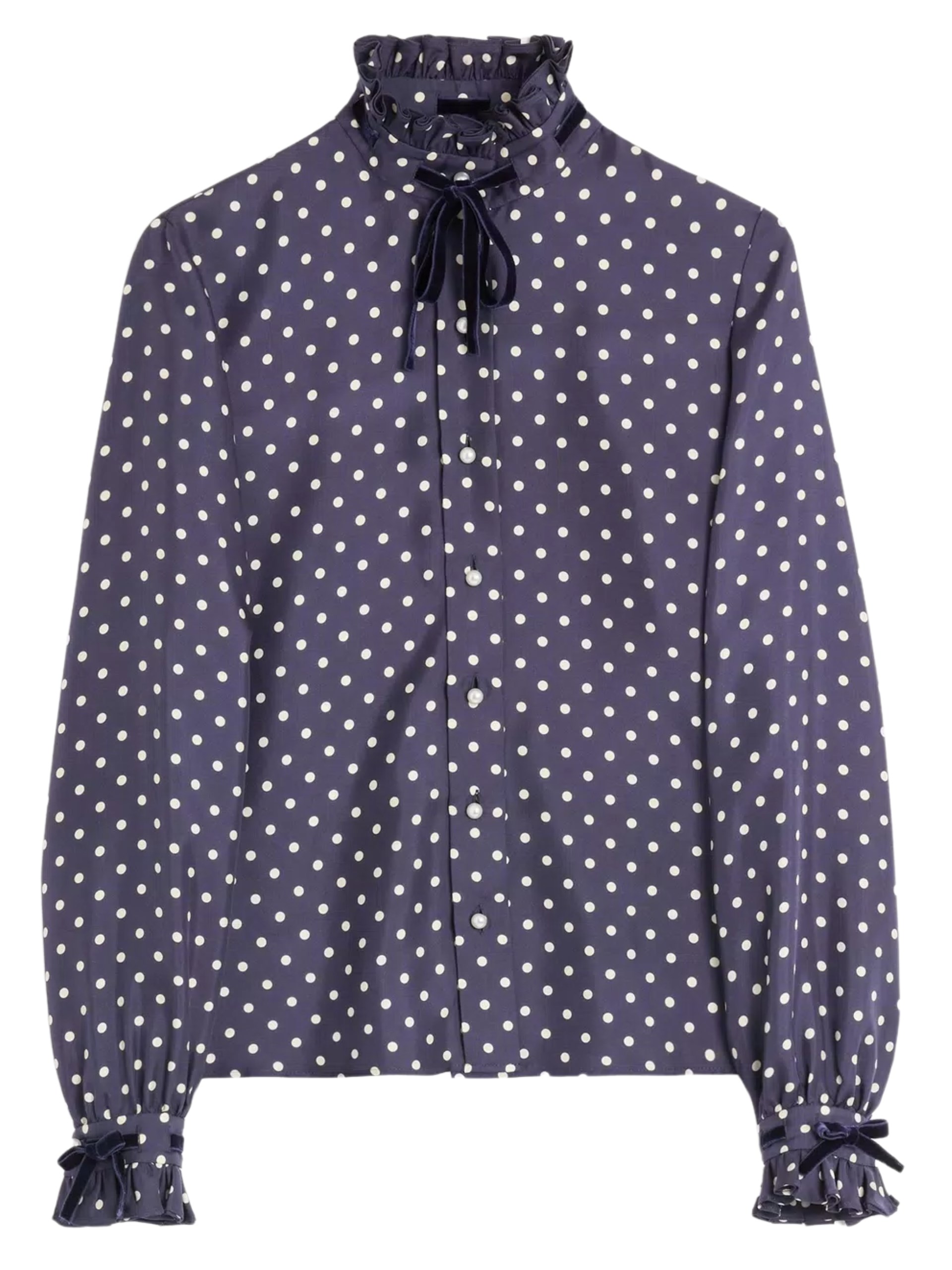 Valentino navy silk polka dot shirt