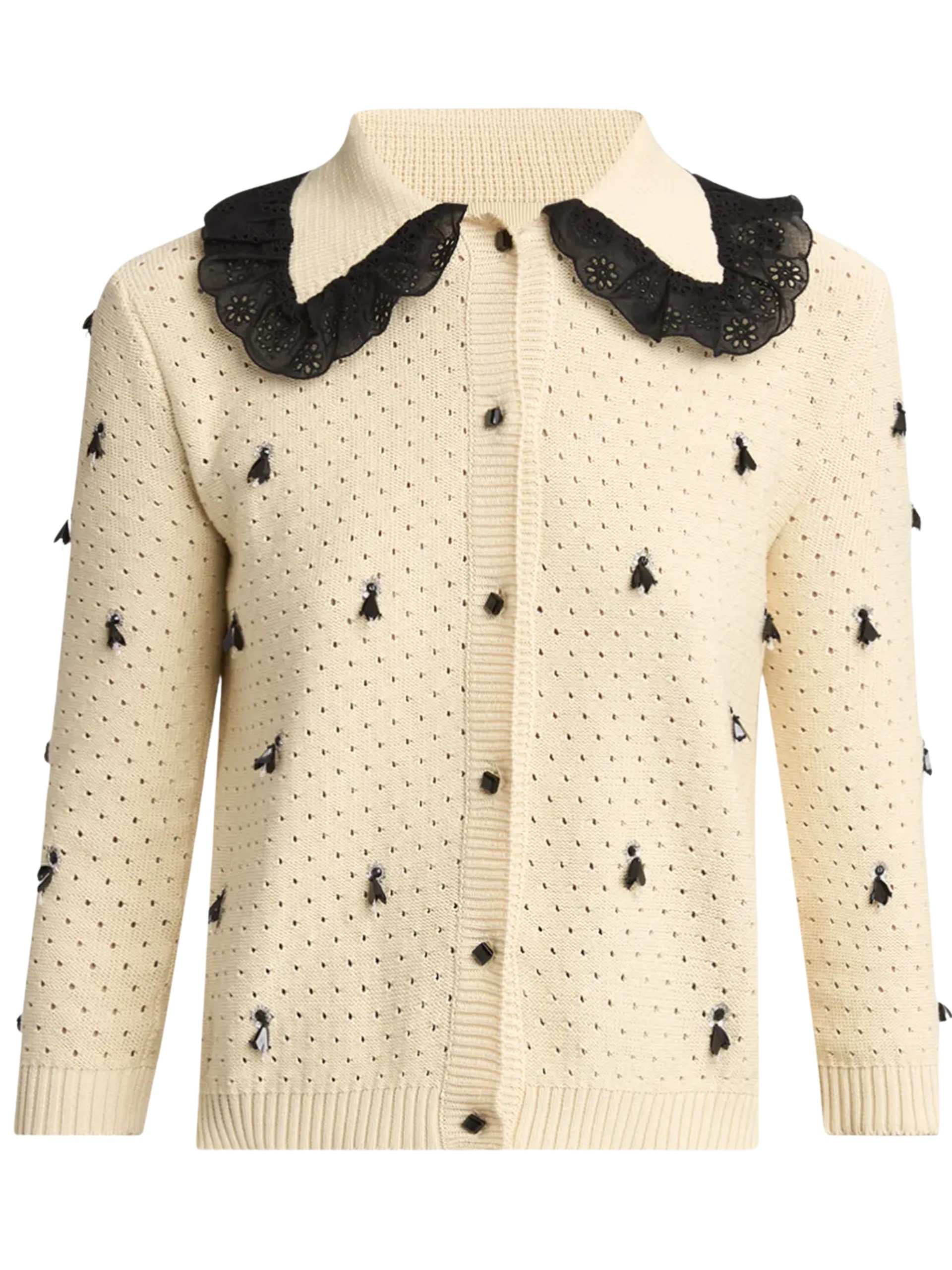 Valentino beige cardigan with contrasting ruffle collar