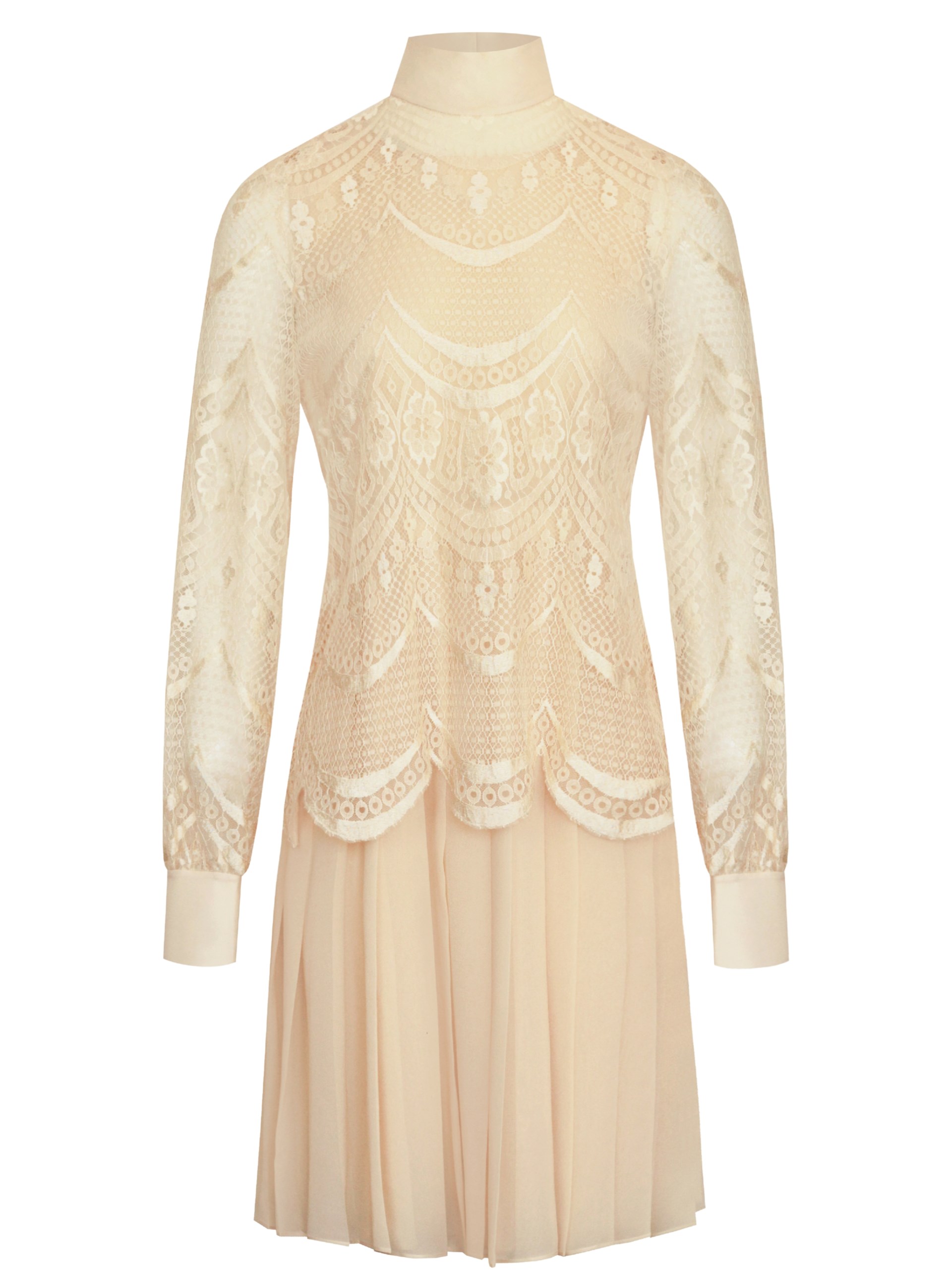 Valentino light beige silk dress with lace